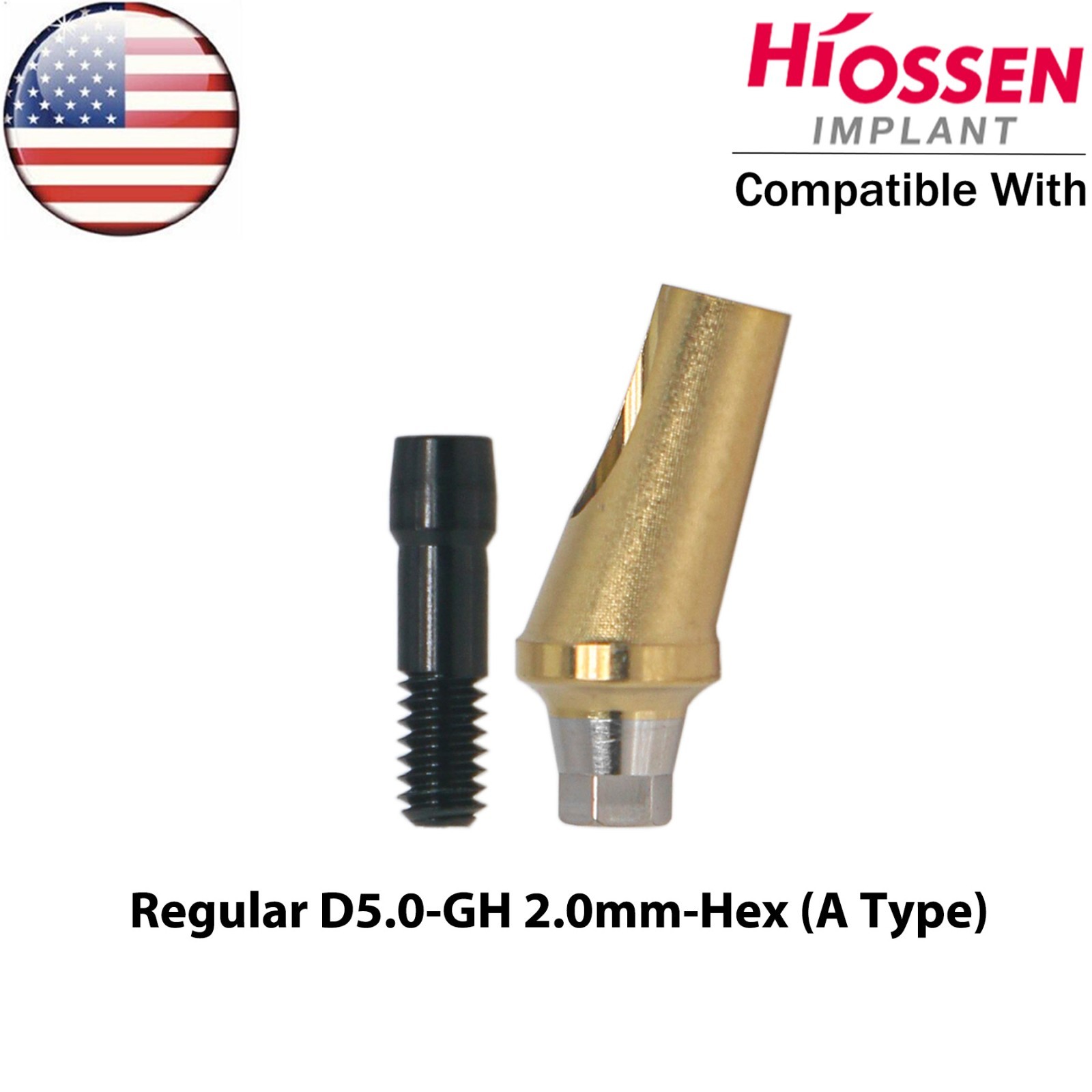 US Dental 17° Angled Anatomic Abutment Mini Regular Ø4.5/5.0mm Fit Hiossen Oss
