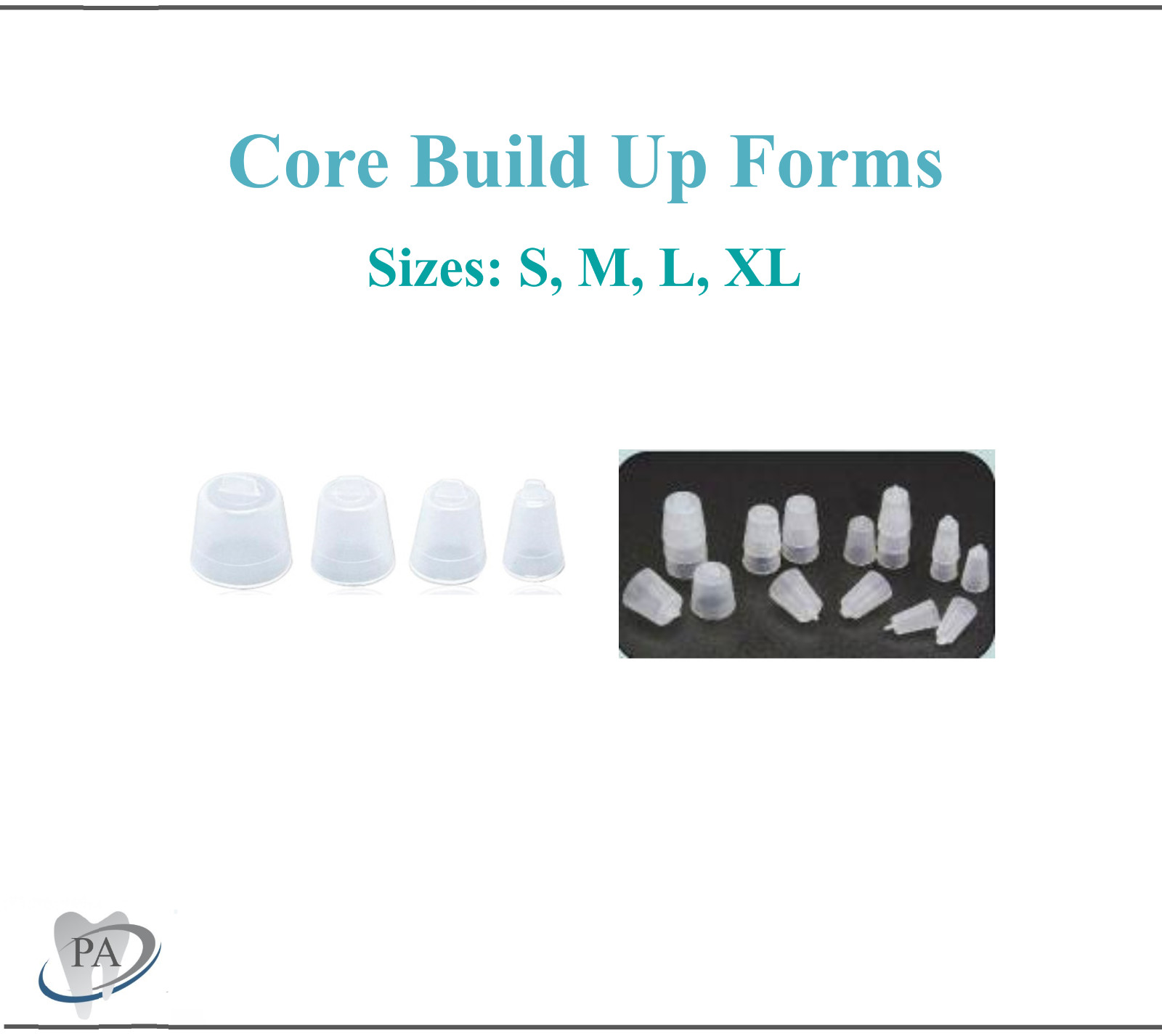 Dental Core Forms for Build ups 100 pcs – Sizes: Small, Medium, Large, Assorted