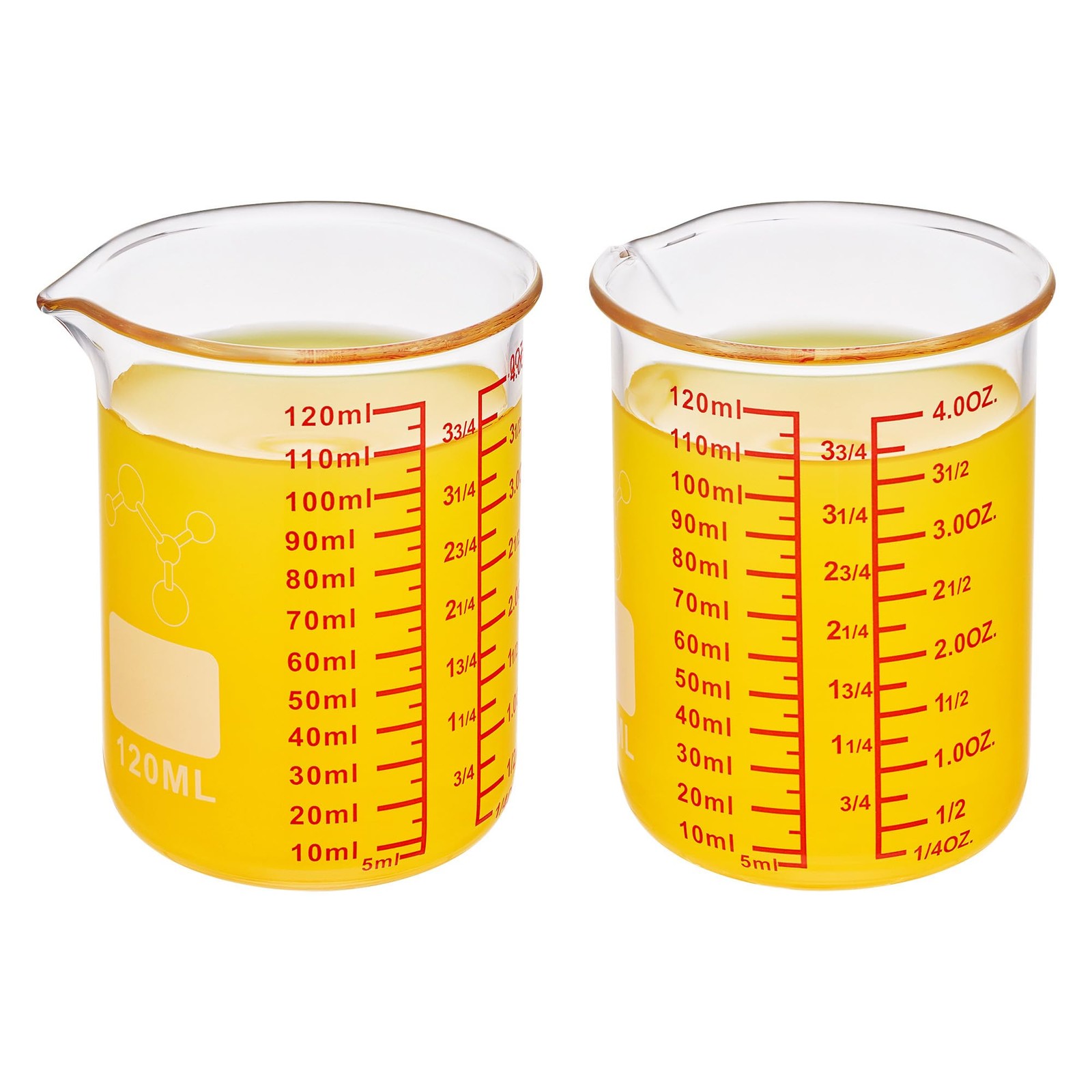 High Borosilicate Glass Measuring Cup-V-Shaped 120ml (4oz) – Pack of 2, Clear
