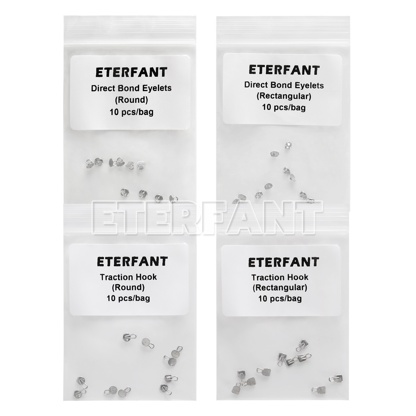 10PCs ETERFANT Dental Orthodontic Lingual Buttons Round/Rectangular Bondable