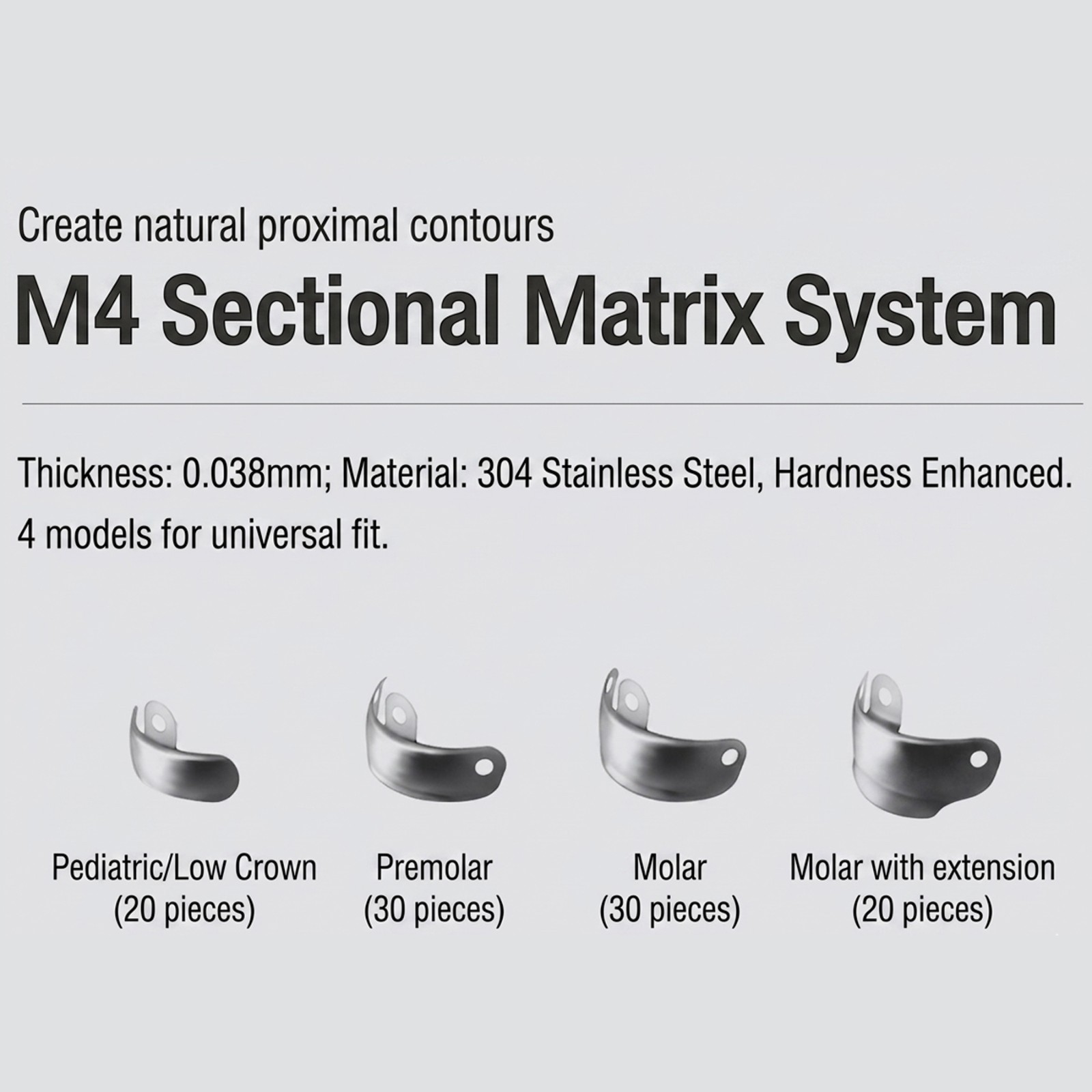 Dental Matrix Bands Ring Sectional Matrice 0.038mm Clamp Fit Palodent V3 System
