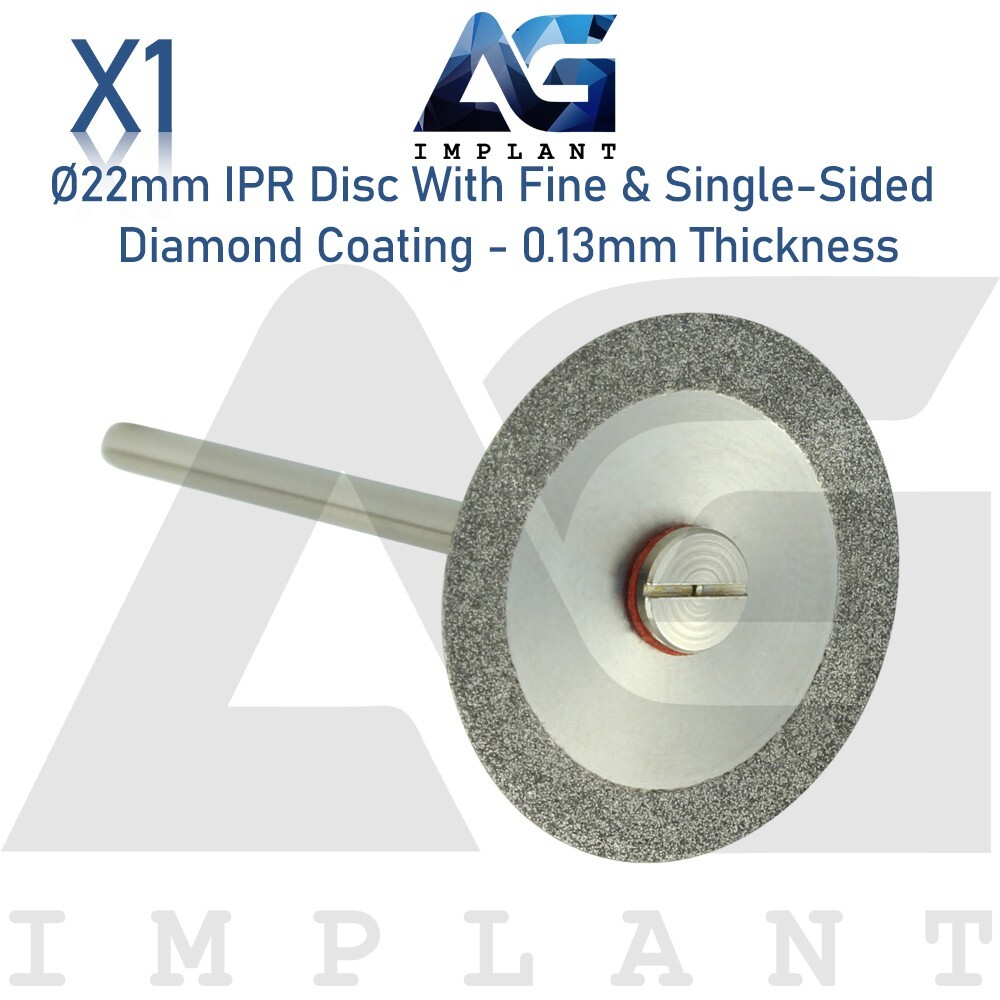 Ø22mm IPR Disc Fine Single Sided Diamond Coating 0.13 Ortho Mandrel