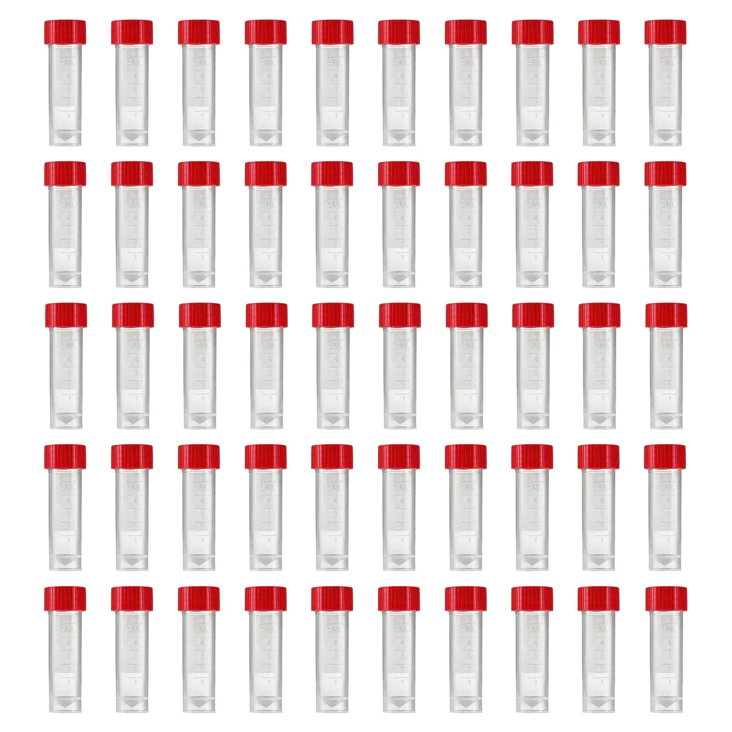 50 Pieces 5 ml Plastic Graduated Vial Sample Bottle Storage Container Tubes with