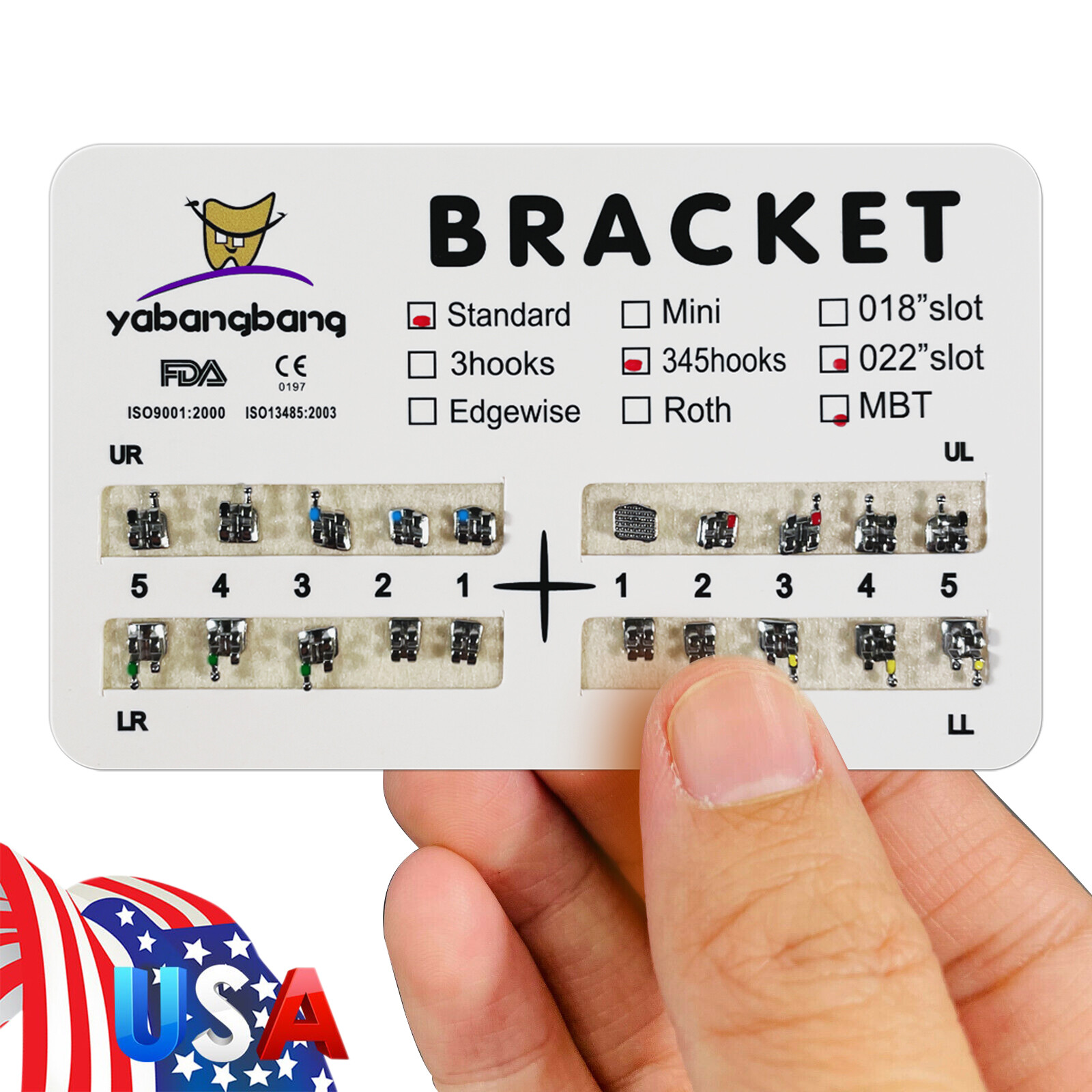 10-200 Packs Dental Orthodontic Brackets Brace Standard MBT.022 Hooks 3-4-5