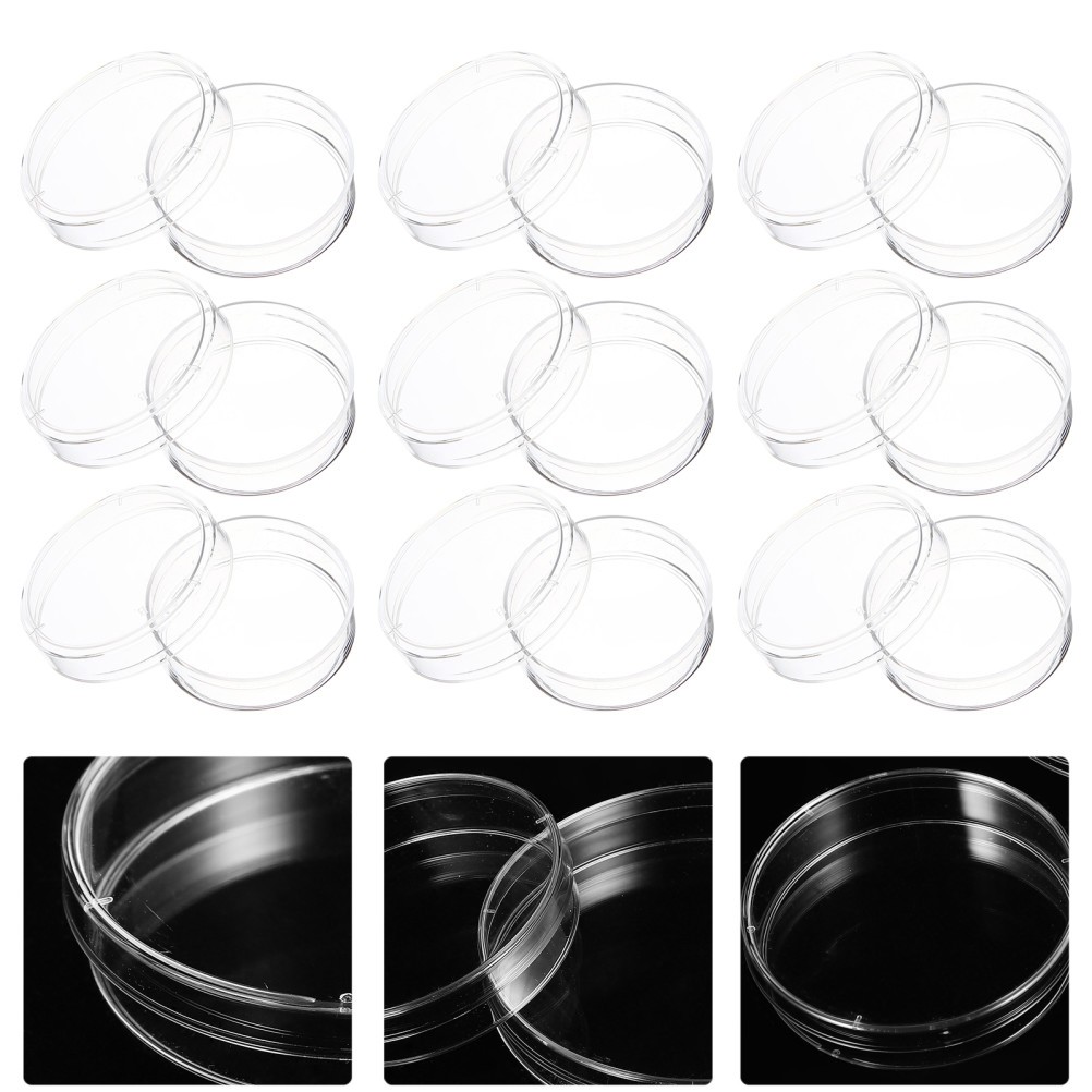 Set of 2 Sterile Petri Dishes Containers for Tissue Culture Clear Lid Specimen