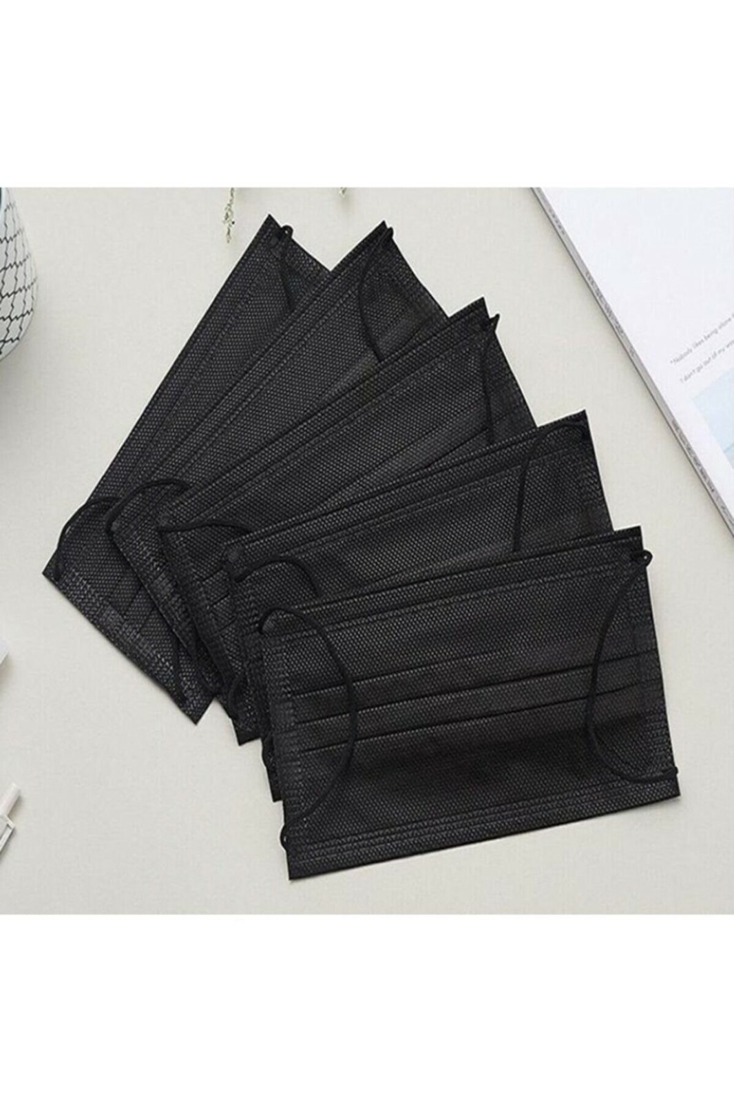 Disposable Face Masks Earloop Black 3-Ply Unisex Mouth & Nose Cover 50