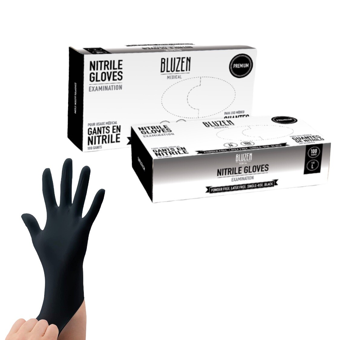 Disposable Nitrile Gloves Industrial / Medical Black Latex & Powder Free BluZen