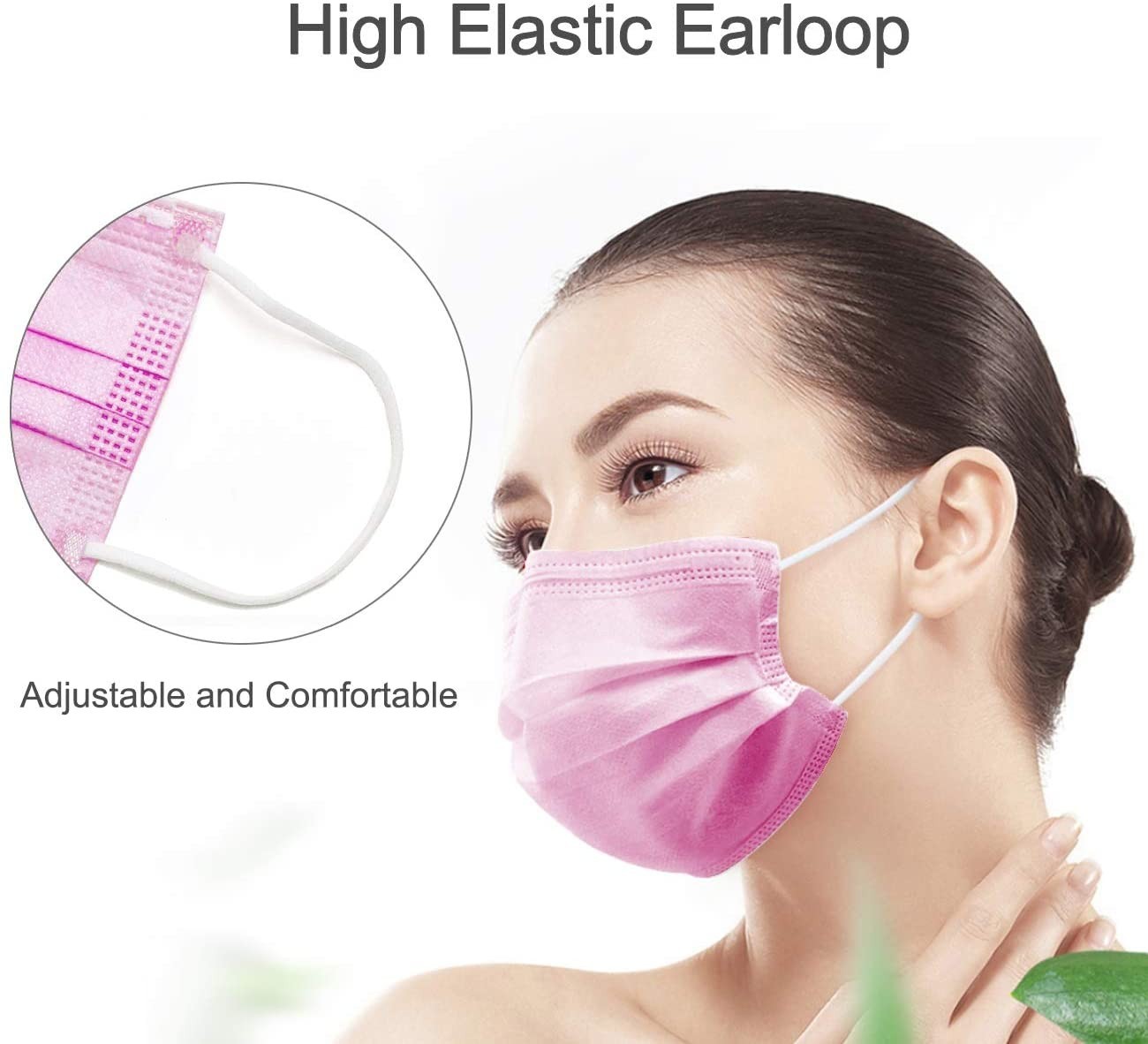 50pink + 50black NEW PROTECTIVE DISPOSABLE FACE MASK 3-LAYERS NON-WOVEN