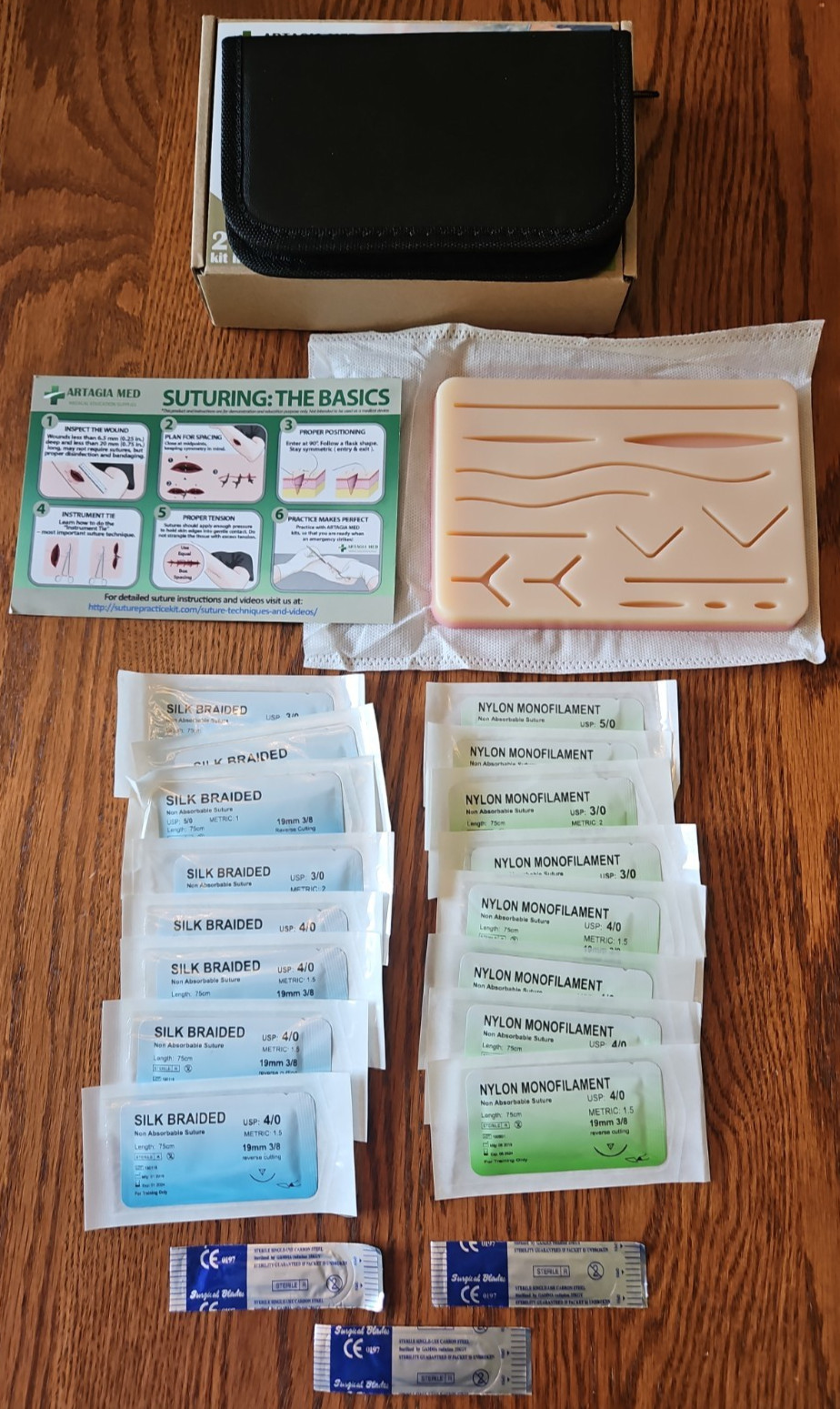 Artagia Med Survival Suture Training Kit – 25 Pieces 2nd Generation Model – NEW