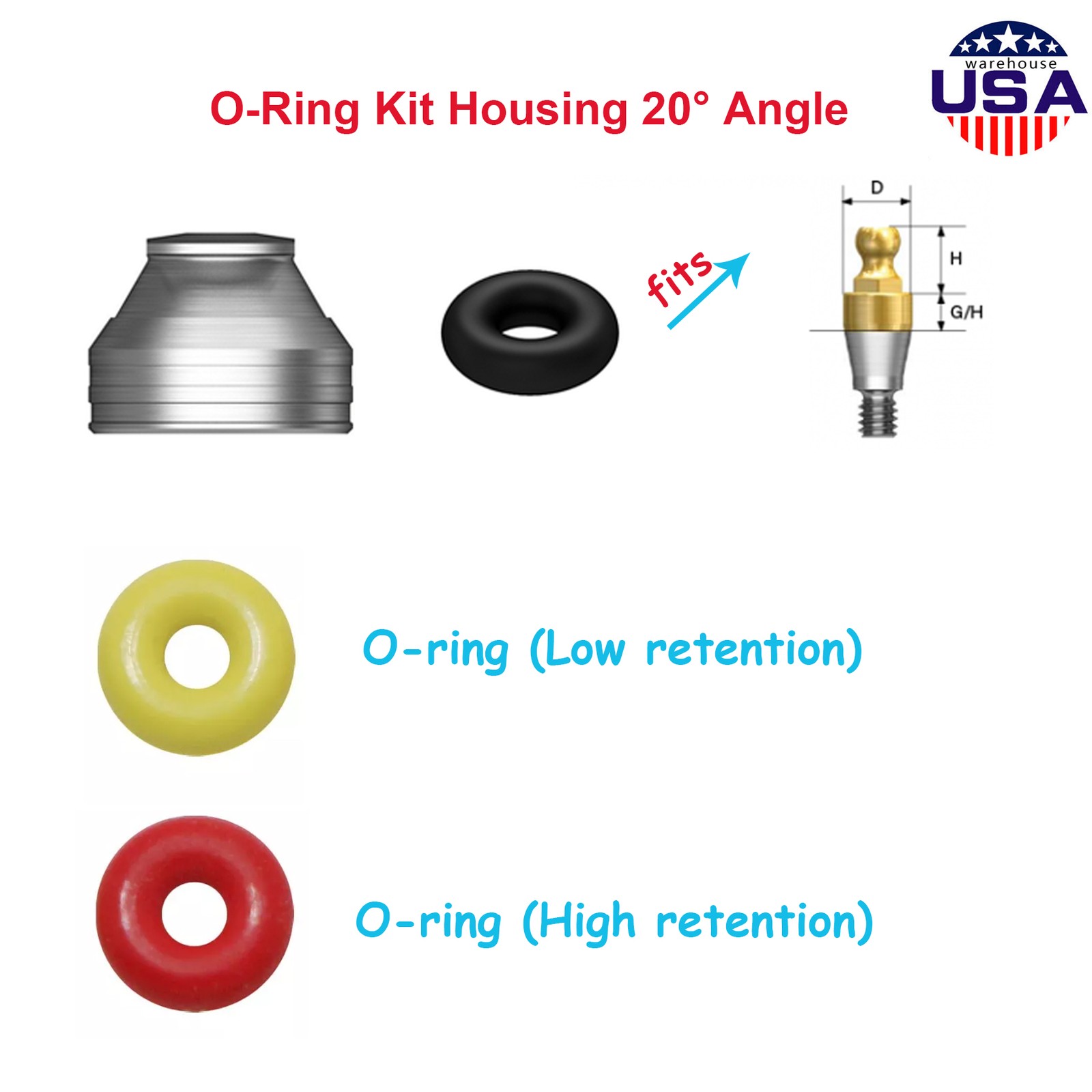 4Pc/Set Implant O-Ring Retention Cap Kit for Hiossen Osstem Ball Abutment Dental