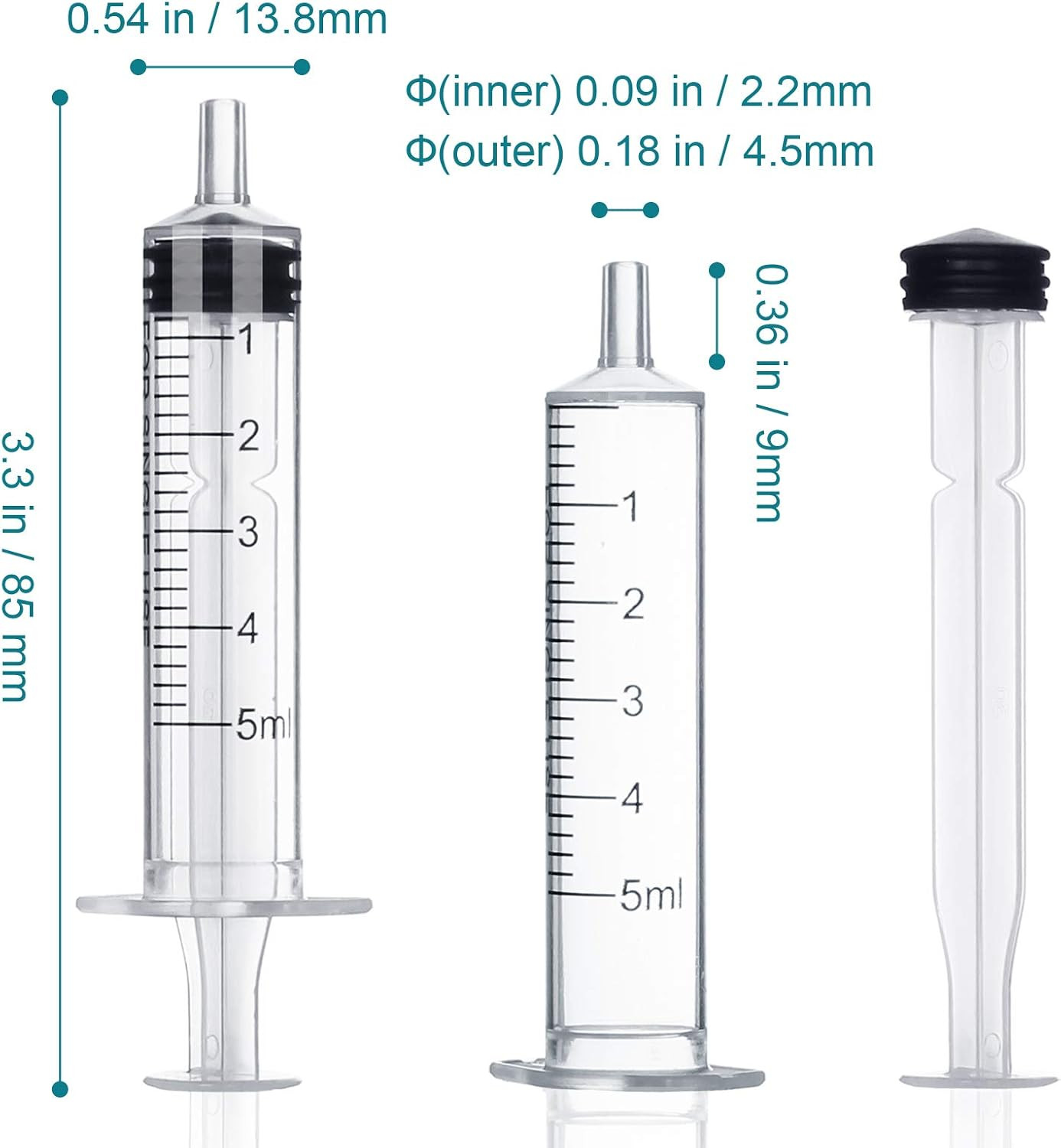 60Pack 5Ml Syringe without Needle – 5 Ml Small Plastic Syringes Sterile Individu