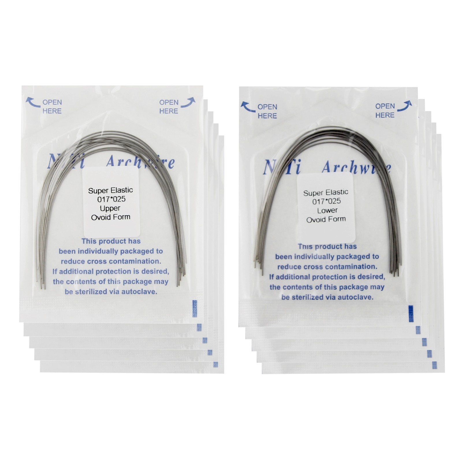 Dental Orthodontic Arch Wires Niti Stainless Steel Ovoid Natural Form 100pcs U/L