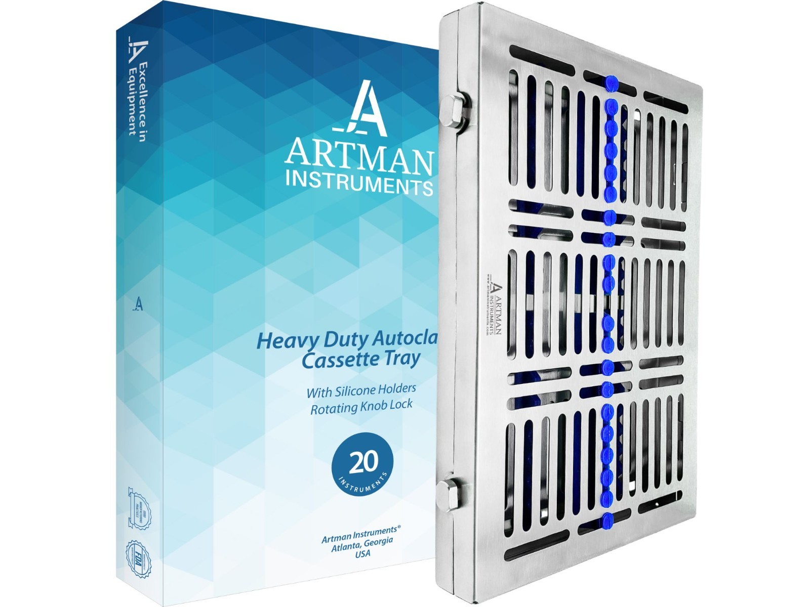 Artman Instruments Sterilization Cassette – Holds 20 Tools, Autoclavable Tray