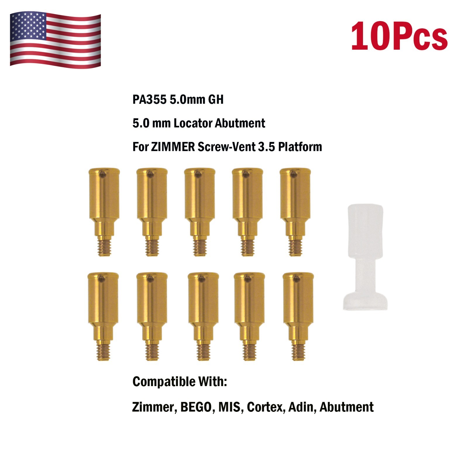 US For Zimmer Dental Locator Attachment Abutment & Male Cap Tool PAØ3.5mm 5mm GH