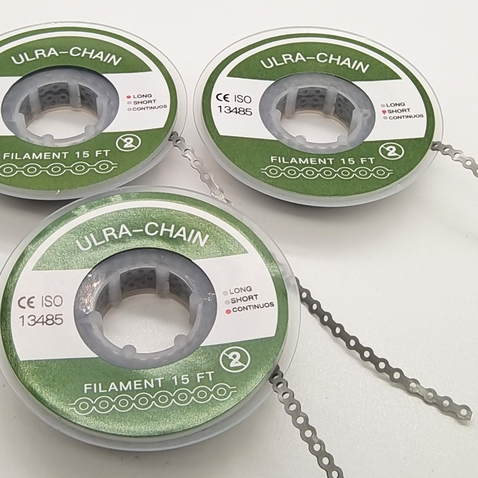 10X Dental Orthodontic Elastolink Power Chain Gray Long Short Continuous 15Sheet