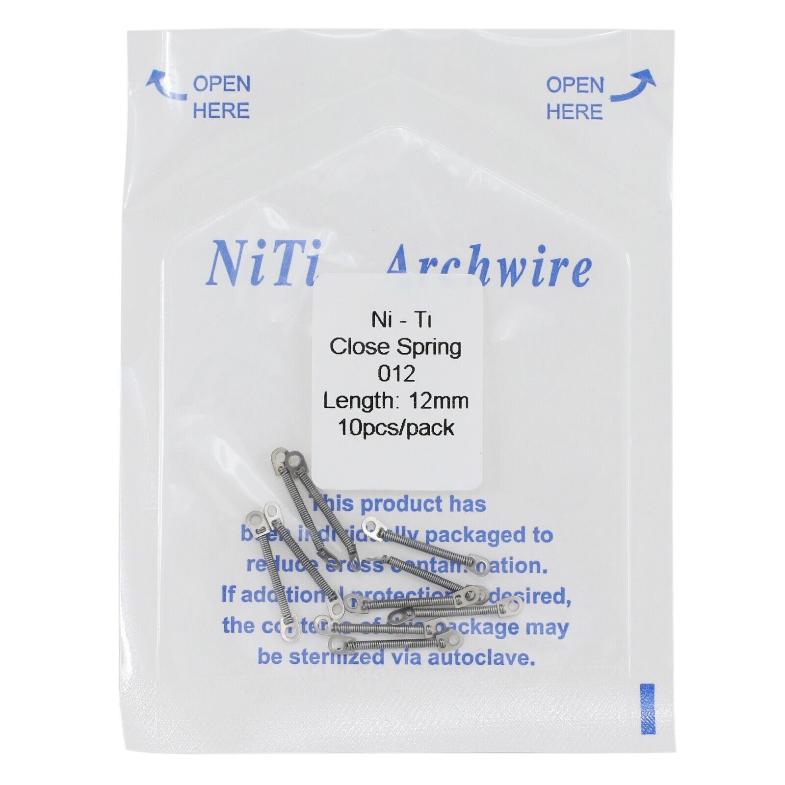 Dental Orthodontic Niti Open Closed Coil Spring Arch Wire 010 012 6/9/12mm 180mm