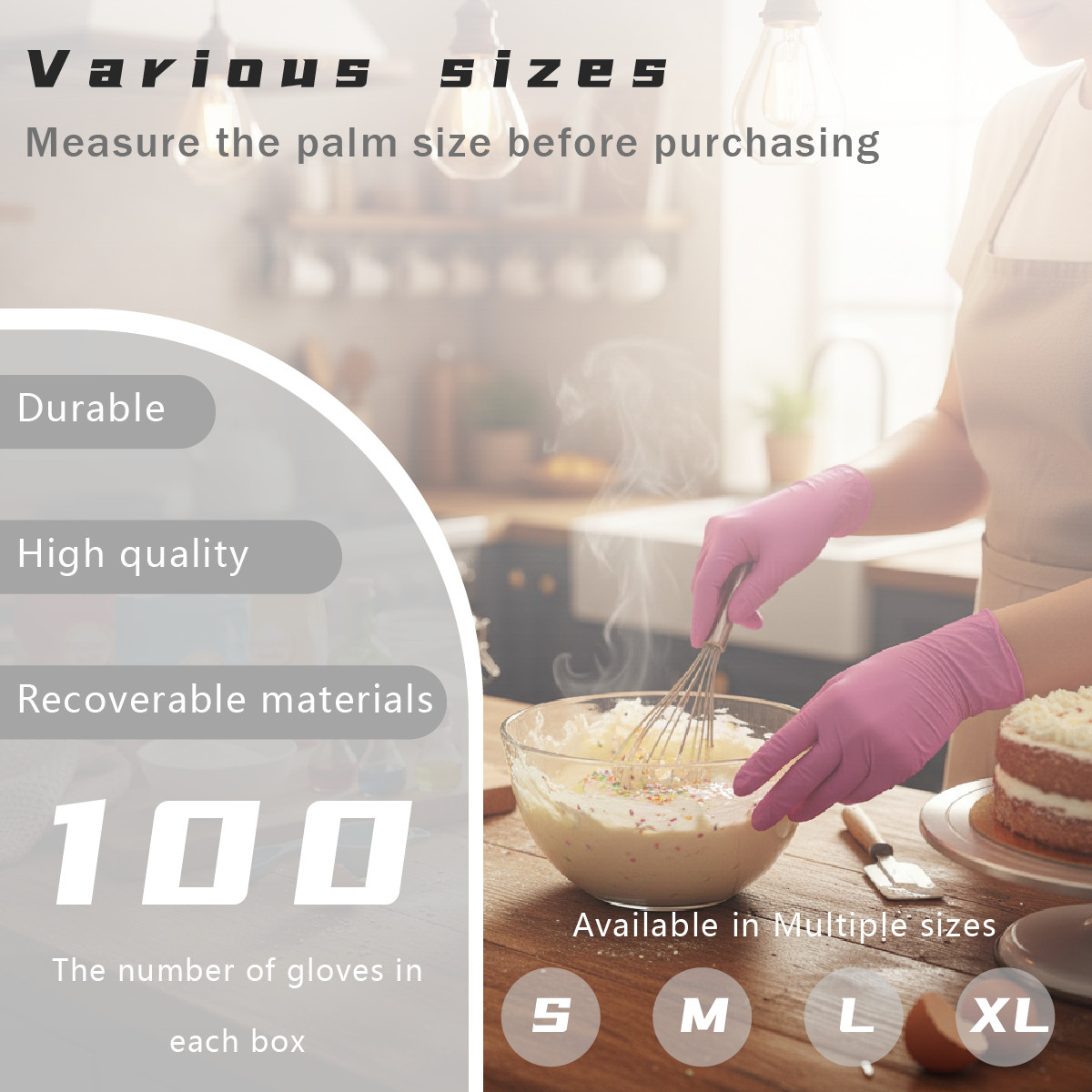 100Pcs Disposable Nitrile Gloves 3-mil Latex Free Gloves Food Safe Cleaning