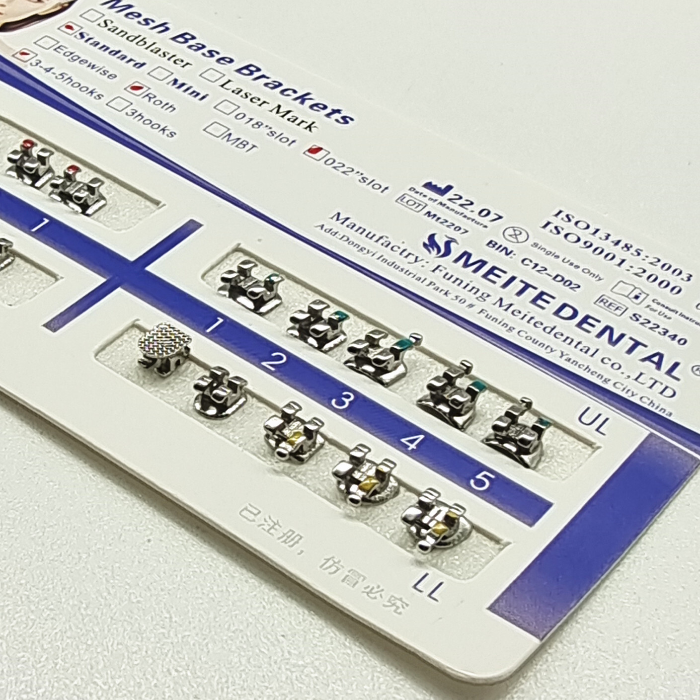 Dental Orthodontic Brackets Braces Standard Roth .022 Hooks 3-4-5