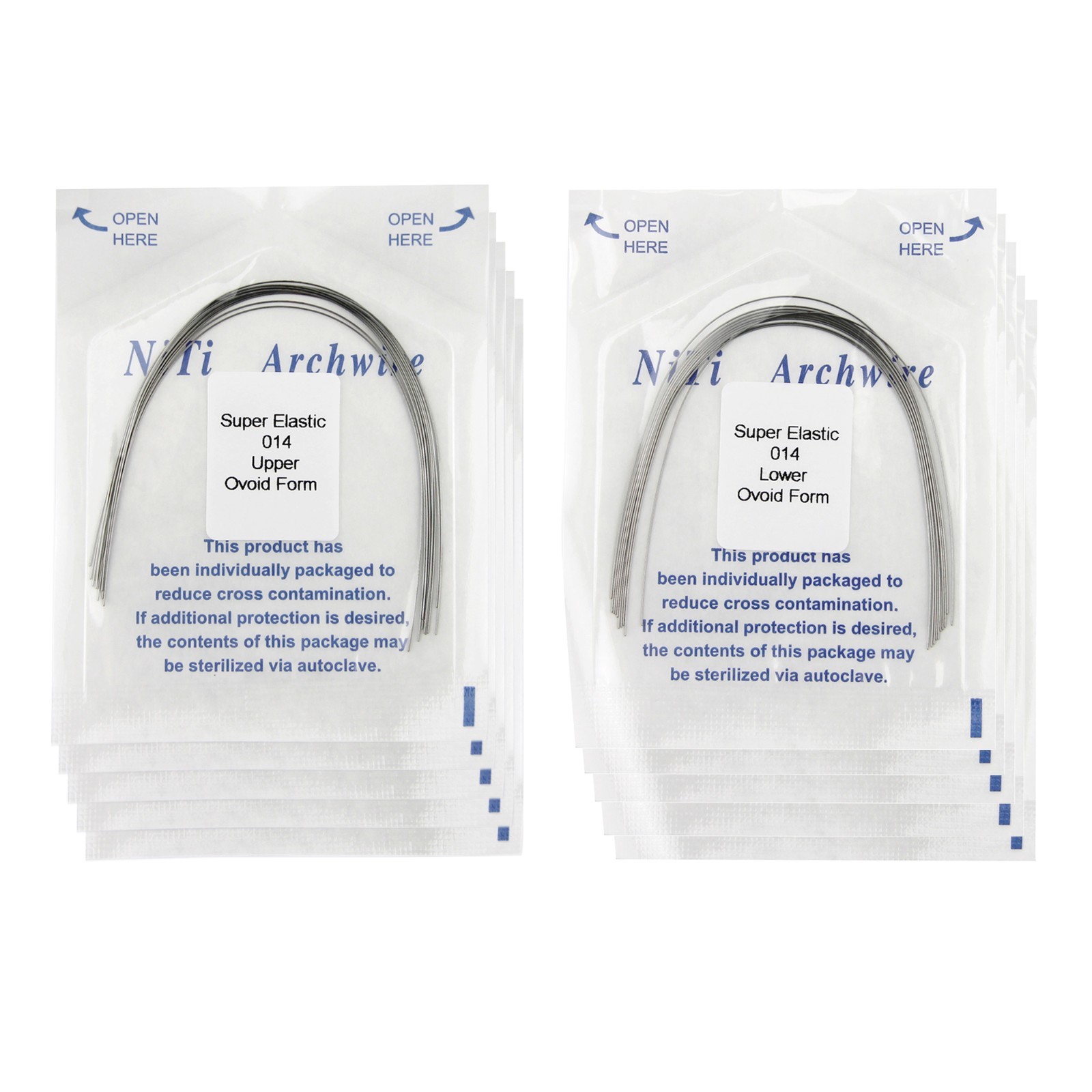 Dental Orthodontic Arch Wires Niti Stainless Steel Ovoid Natural Form 100pcs U/L