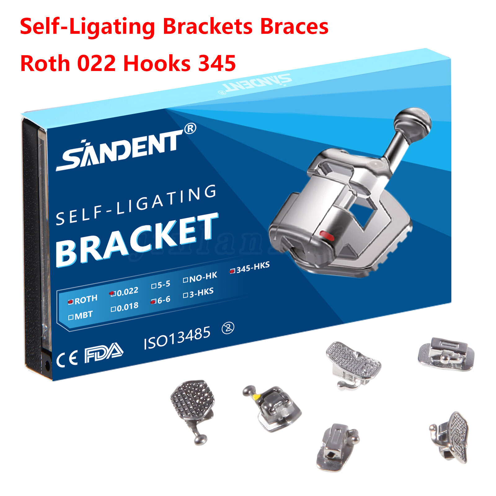 Dental Orthodontic Self Ligating Bracket Mini Roth.022 Hooks 345