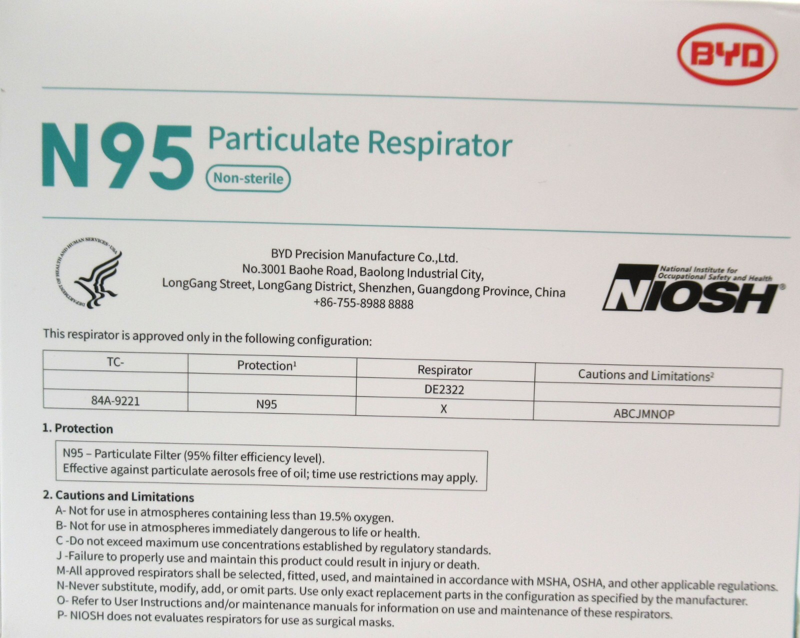N95 Face Mask Medical Respiratory Protection for 95% Filtering Efficiency Level
