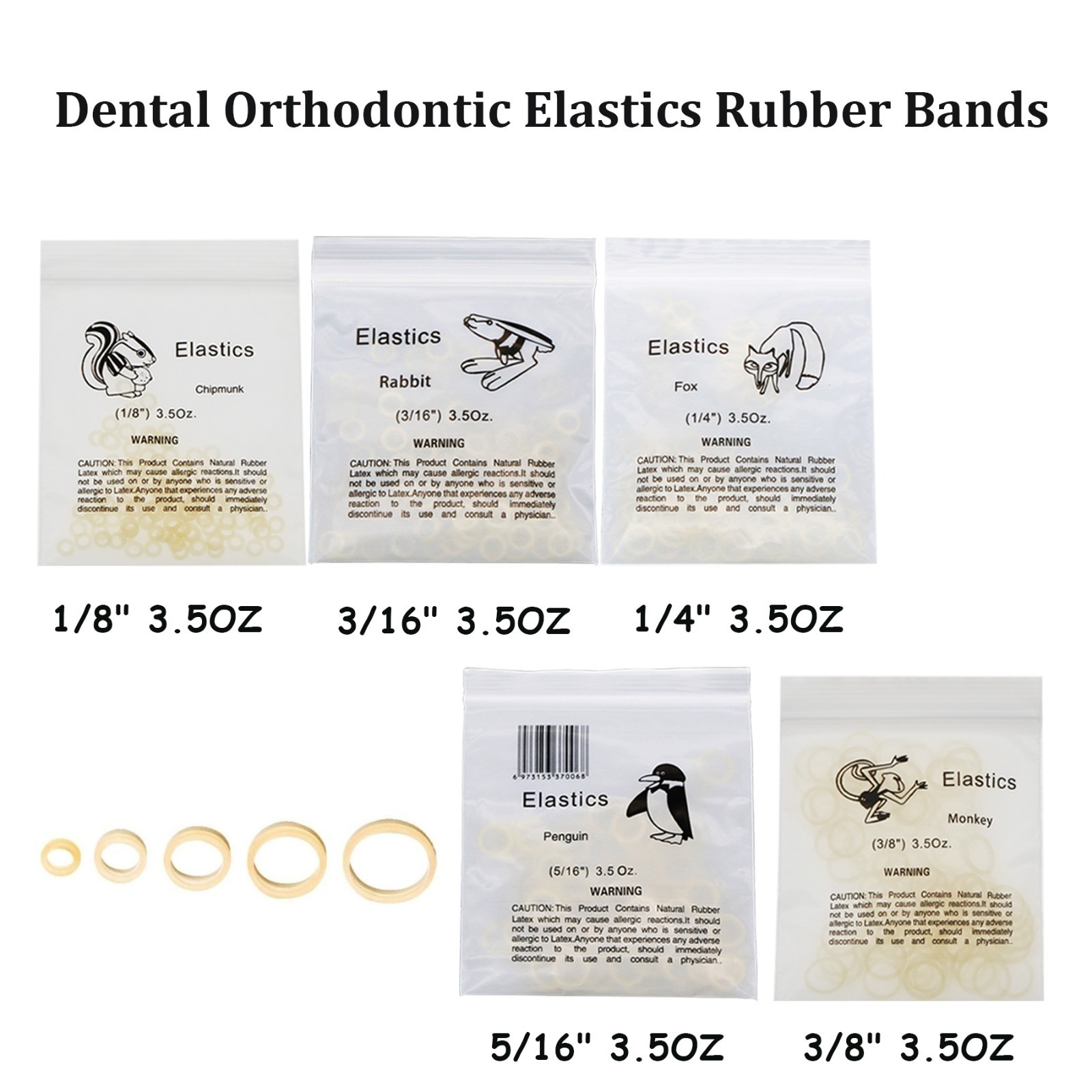 US Dental Orthodontic Elastics Rubber Bands Latex Braces 3.5OZ 5.0OZ 6.5OZ
