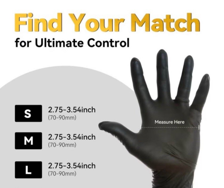 KLIZZA Nitrile Powder-Free Black Disposable Gloves XL for Dental & Cosmetology