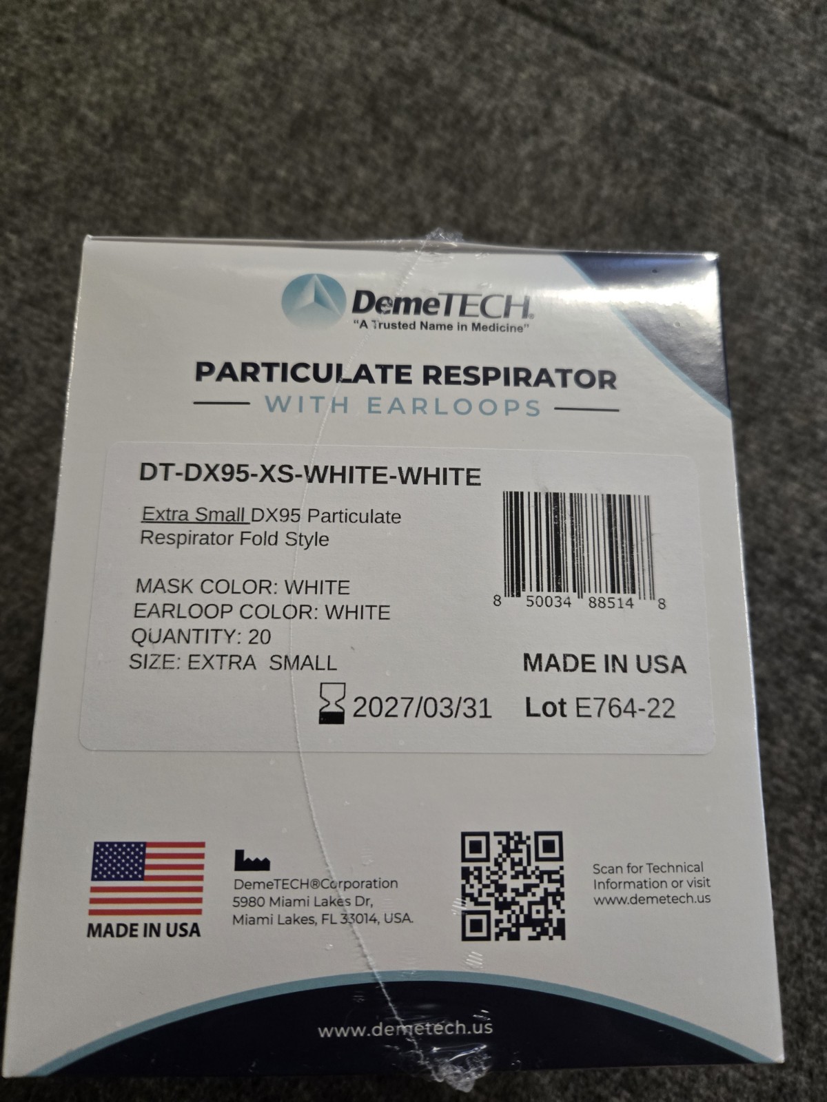 20 KIDS DX95 Particulate face mask with ear loops, Child Size, XS ASTM Level 3