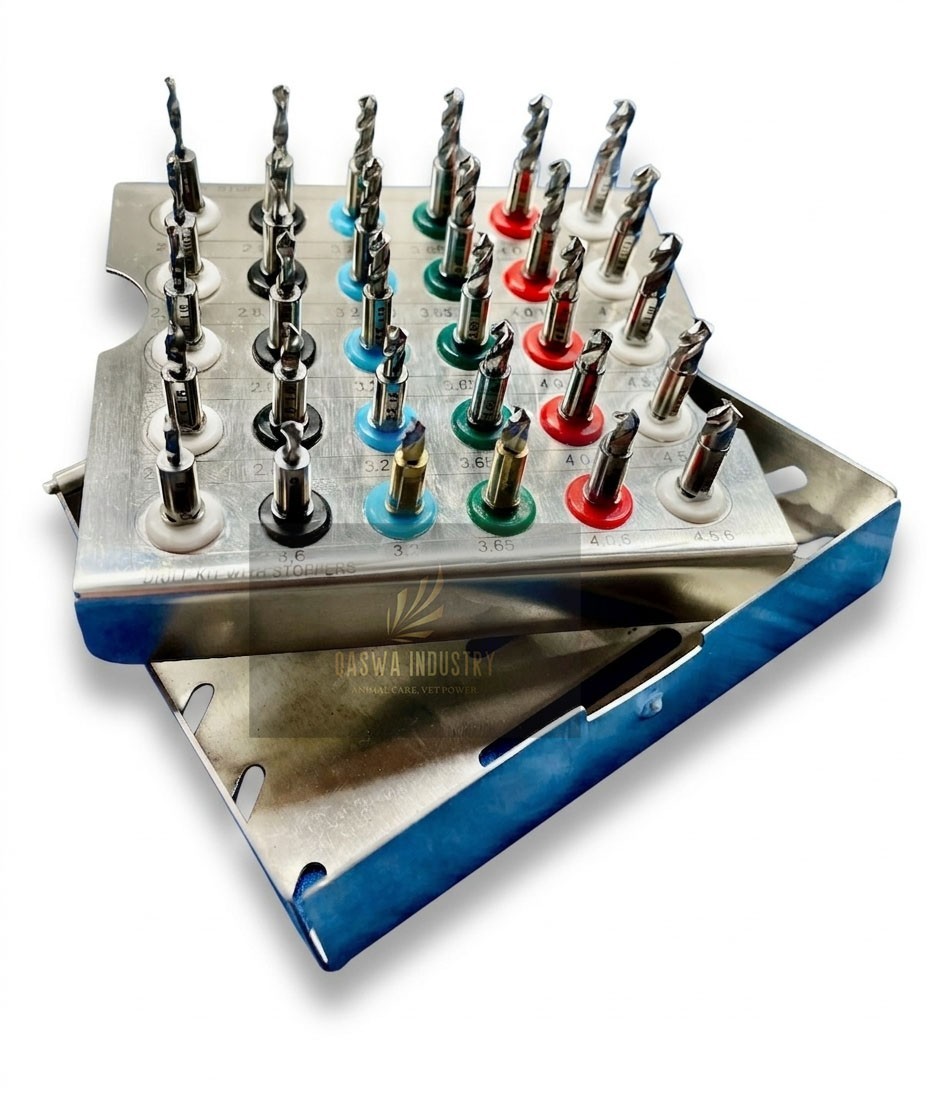 Dental 10 mm Straight Twisted Drills 30 Pcs Kit With Stopper Drills kit