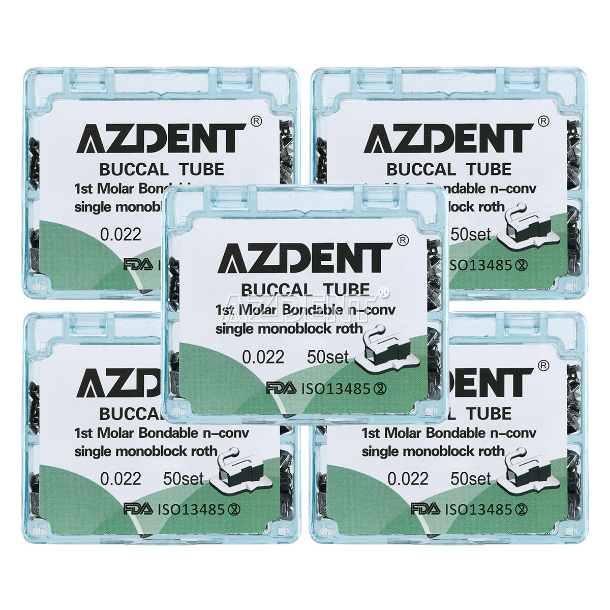 200pc AZDENT Dental Orthodontic 1st Molar Buccal Tube Bondable Non-Conv Roth 022