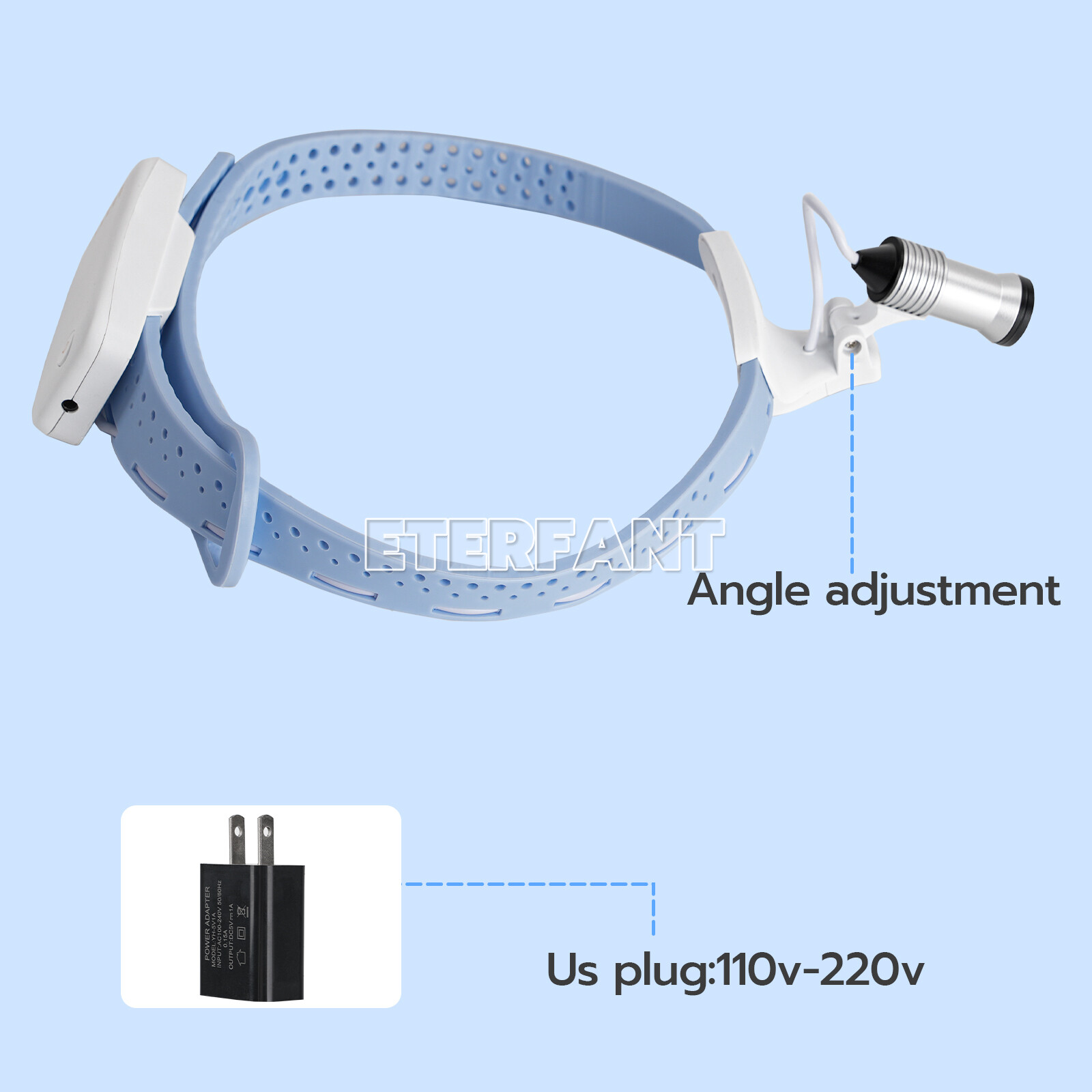 ETERFANT Lightweight Silicone Headlamp Dental Surgery Medical 5W LED Blue