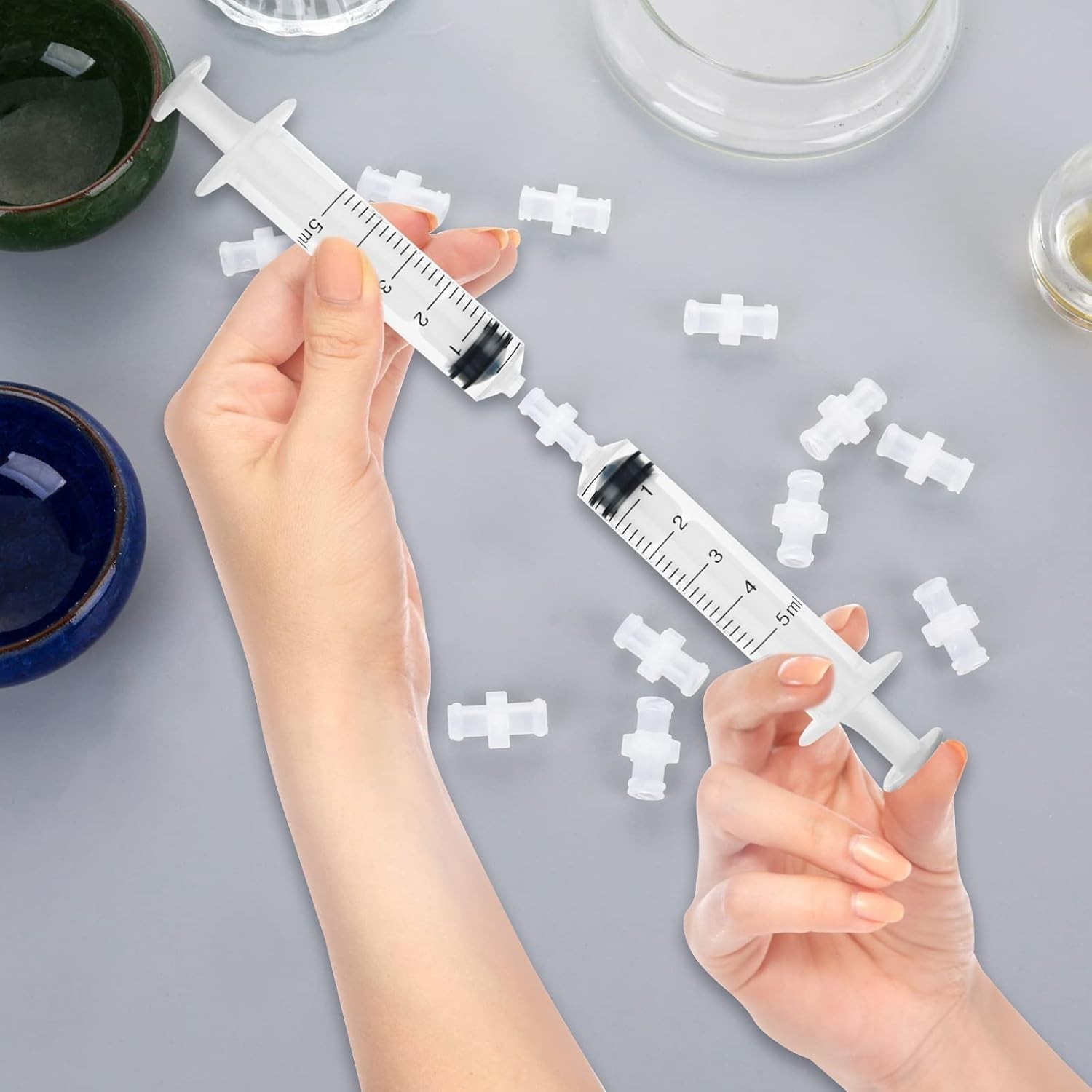 20 Pcs Syringe Adaptor, Luer Lock Female Luer Syringe to Syringes Transfer Joint