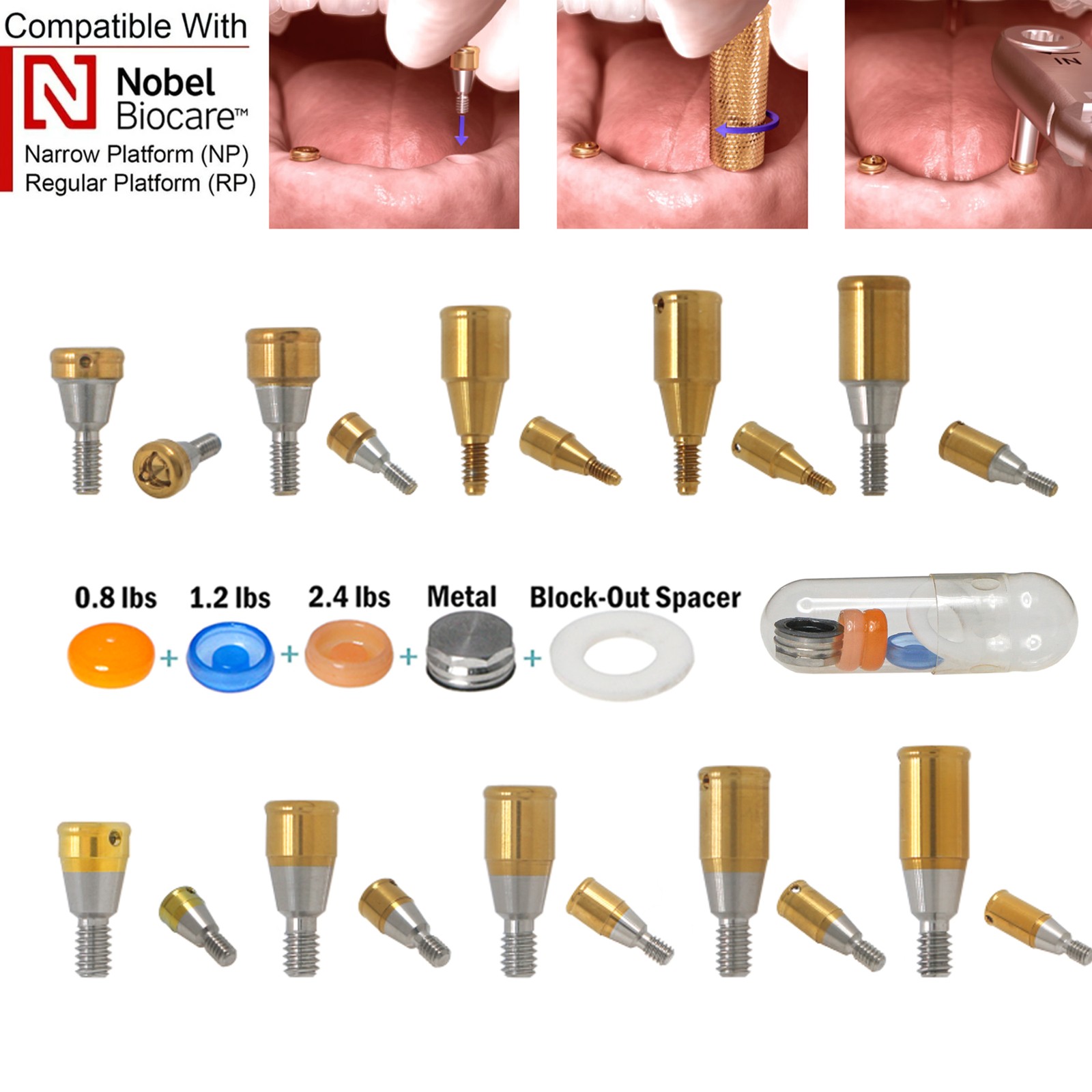 US Zest Locator Abutment Attachment Overdenture Caps Fits Hiossen Nobel Zimmer