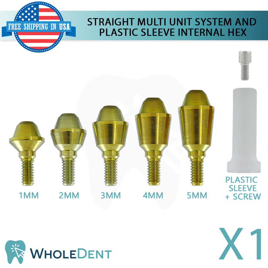 X1 Straight Abutment Multi Unit 1.6mm System Plastic Sleeve Set Dental Int Hex
