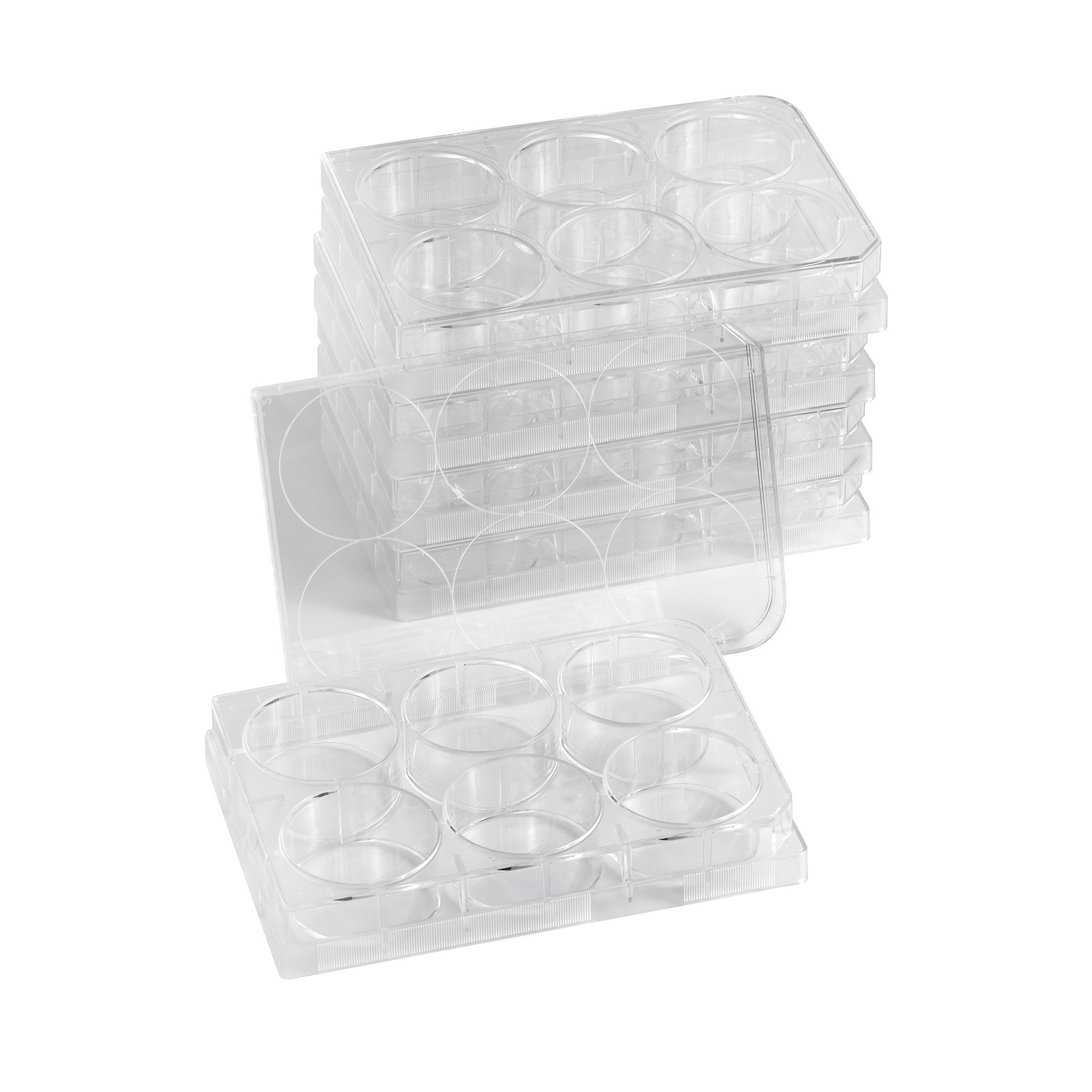 6-Well Polystyrene Cell Culture Plates with Lids, Individual Wrapped Plates, Ste