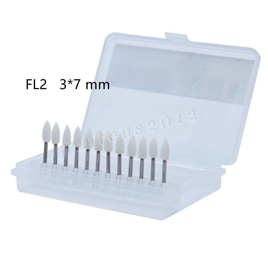 12X Dental White Stone Porcelain Handpiece Polishing Burs High Speed Drill