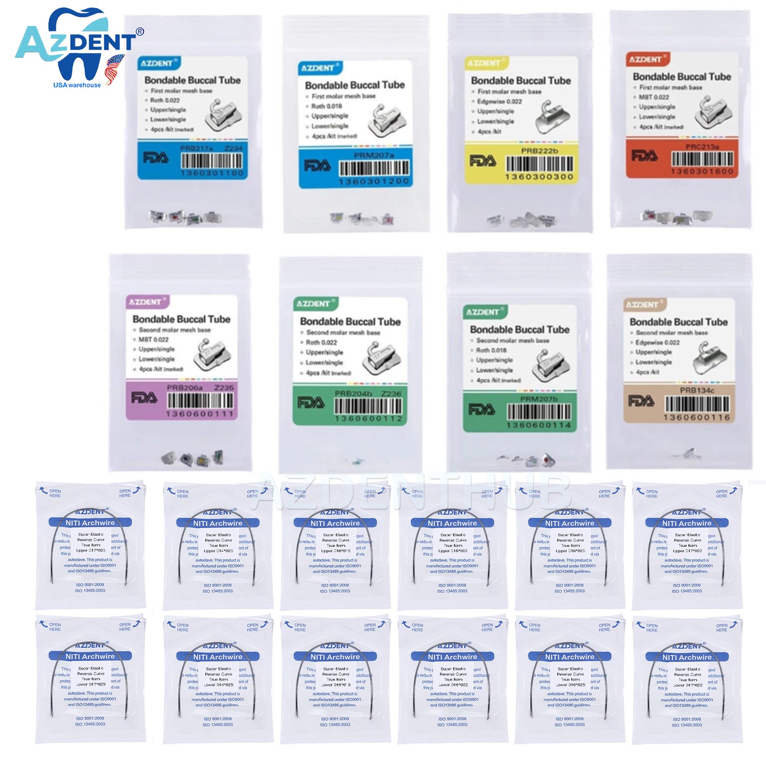Dental Orthodontic Bracket/Roth 022 018 Buccal Tube/NITI Arch Wires Ovoid Form
