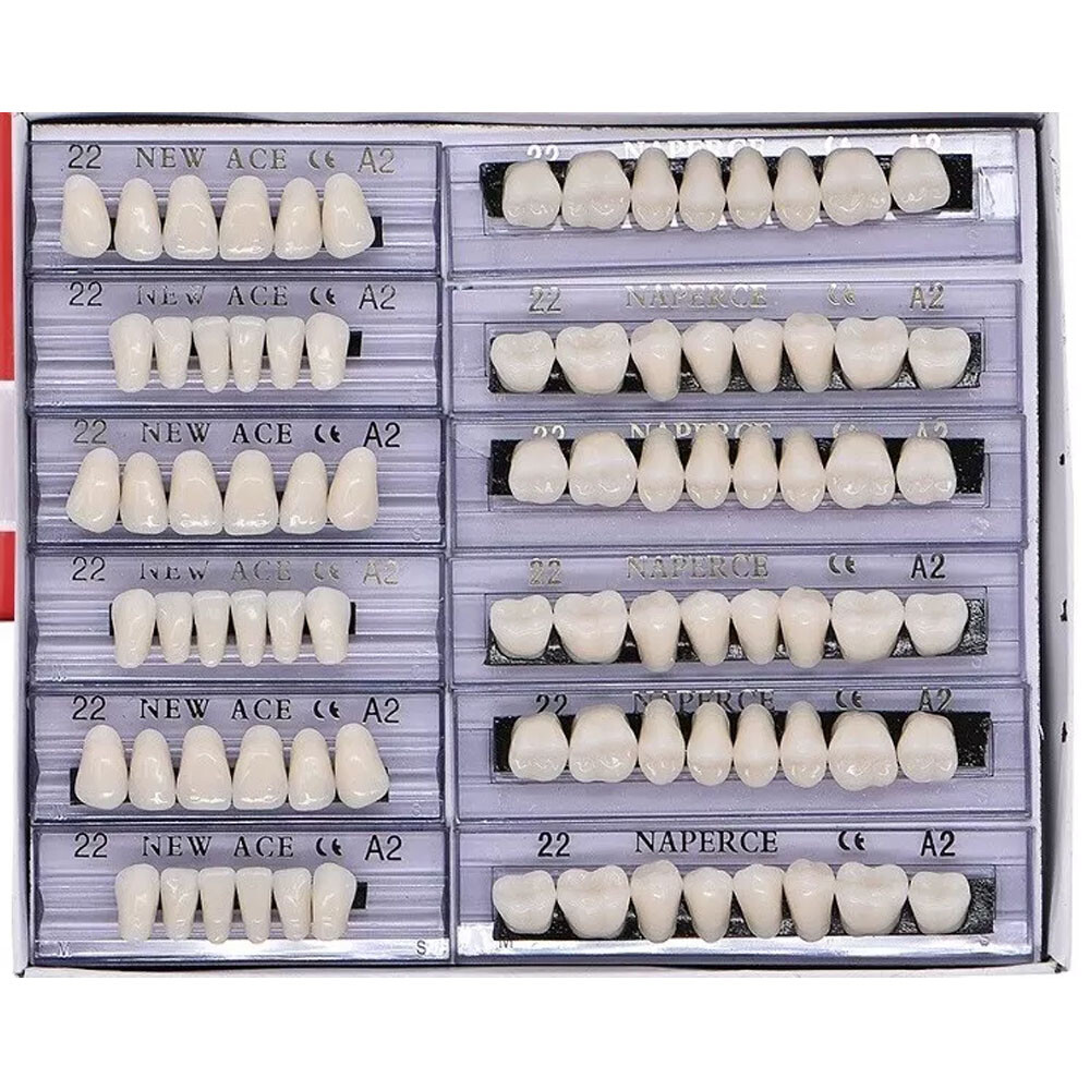 168Pcs Acrylic Resin Denture #22 Dental Upper Lower Shade A2 Teeth Set 22#A2 USA
