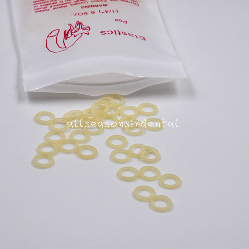 100 Pcs/Pack Dental Latex Rubber Band Orthodontic Elastic 6.5Oz Fox 1/4”(6.4mm)