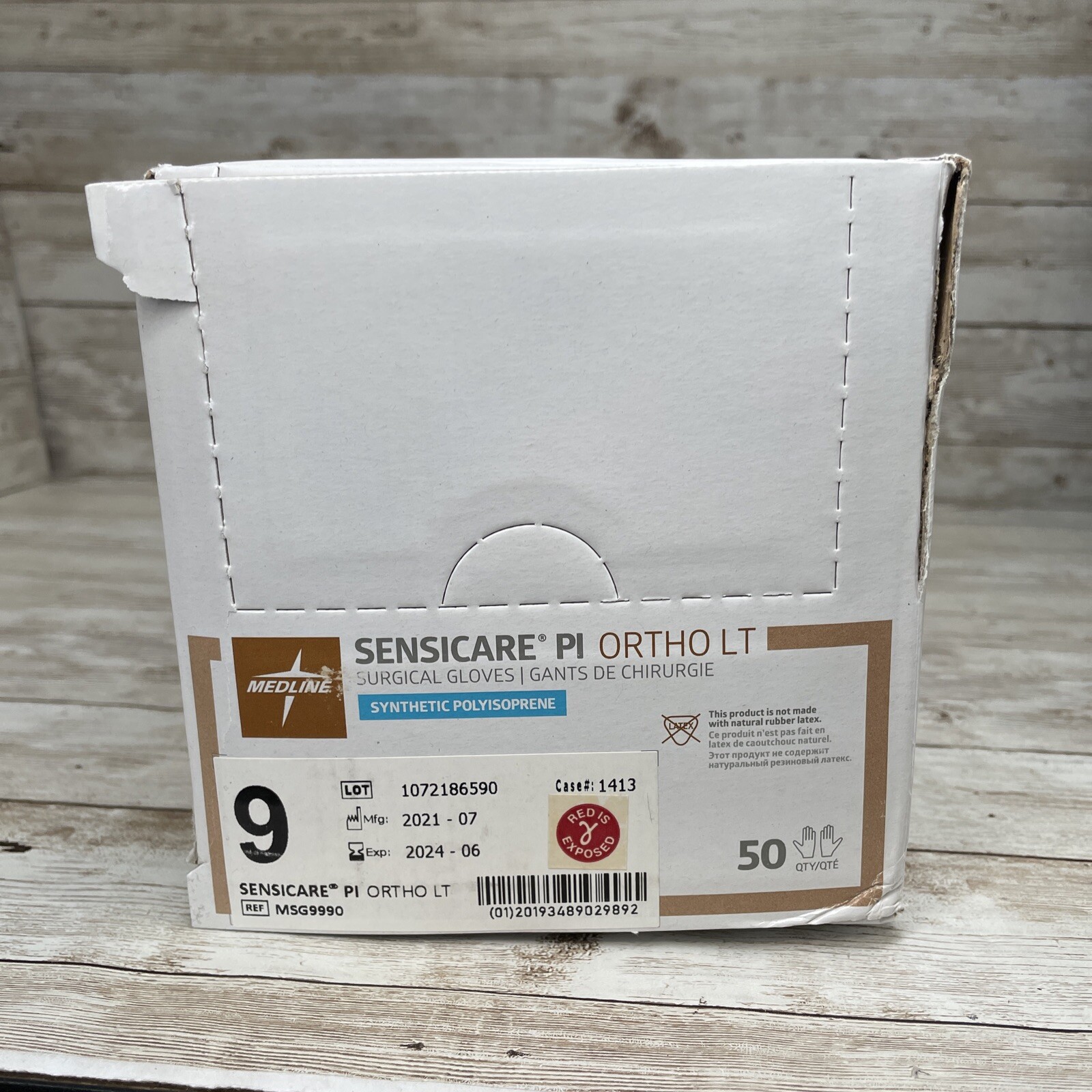 Sensicare Surgical Gloves PI ORTHO LT Synthetic 1 Case Sterile Size 9 *See Date*