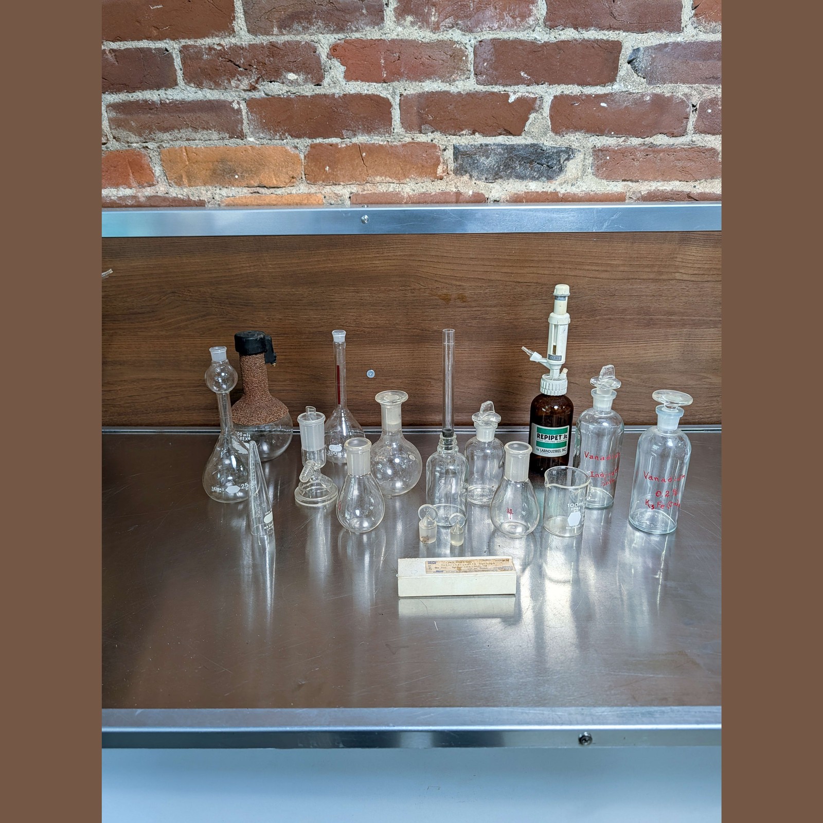 PYREX Kimax & Other Chemistry Laboratory Glass Jars Flasks Vintage Mixed Lot of