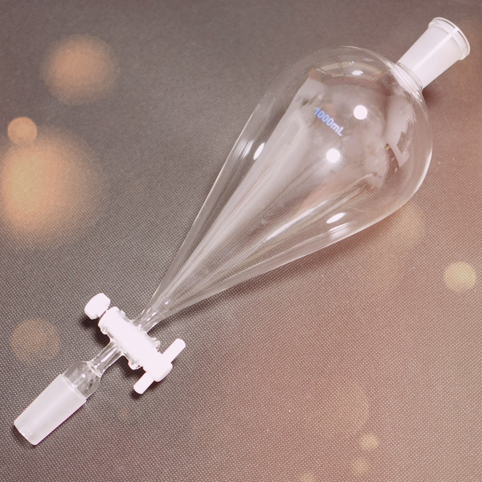 Lab glass separatory funnel 250 ml-5000 ml, telfon stopcock glass separator