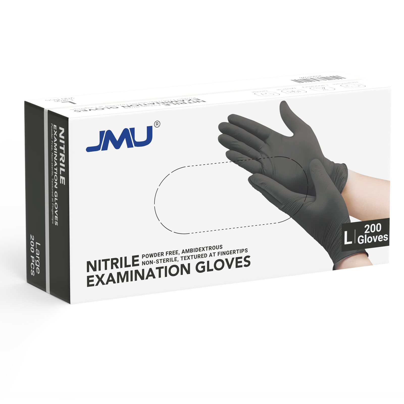 JMU Advance Nitrile Examination Disposable 3.5 Mil Powder Latex Free XS-XL