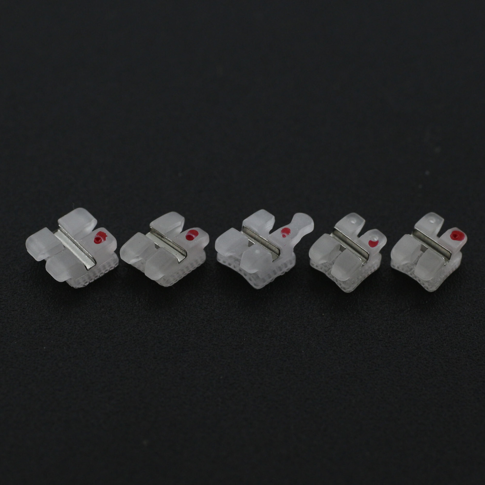 Orthodontic Ceramic Brackets w/Metal Slot 022 018 Roth MBT 3 Hook Braces Clarity