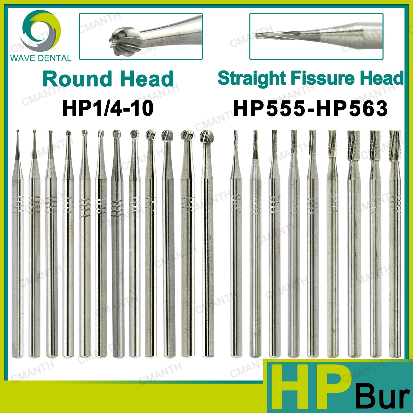 US WAVE Dental Surgical Burs Tungsten Carbide Bur Round HP 44.5mm For Slow Speed