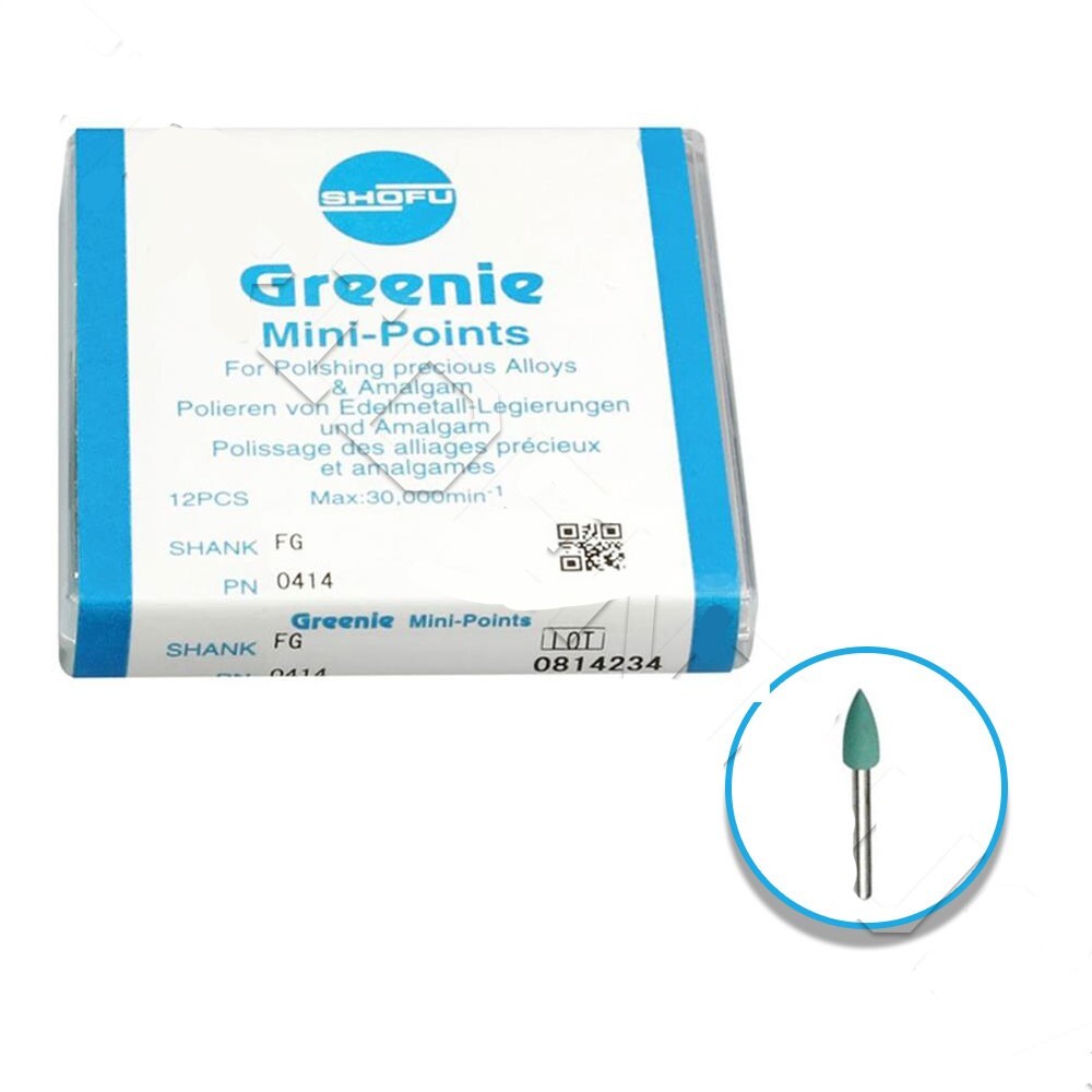 Shofu greenie fg mini-point prepolishing (12 per box) sh-0414