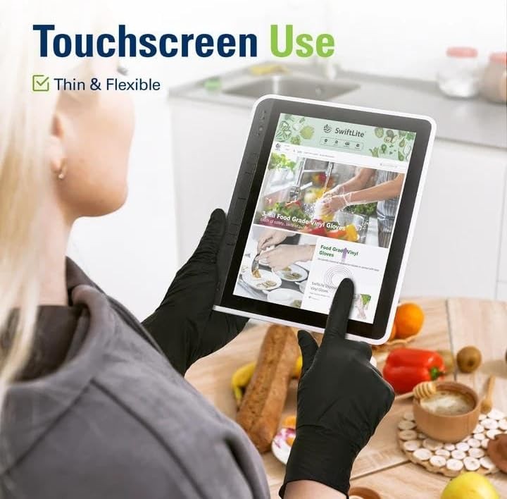 Black Nitrile Gloves, Food Safe Disposable Gloves Latex Free, Rubber Gloves