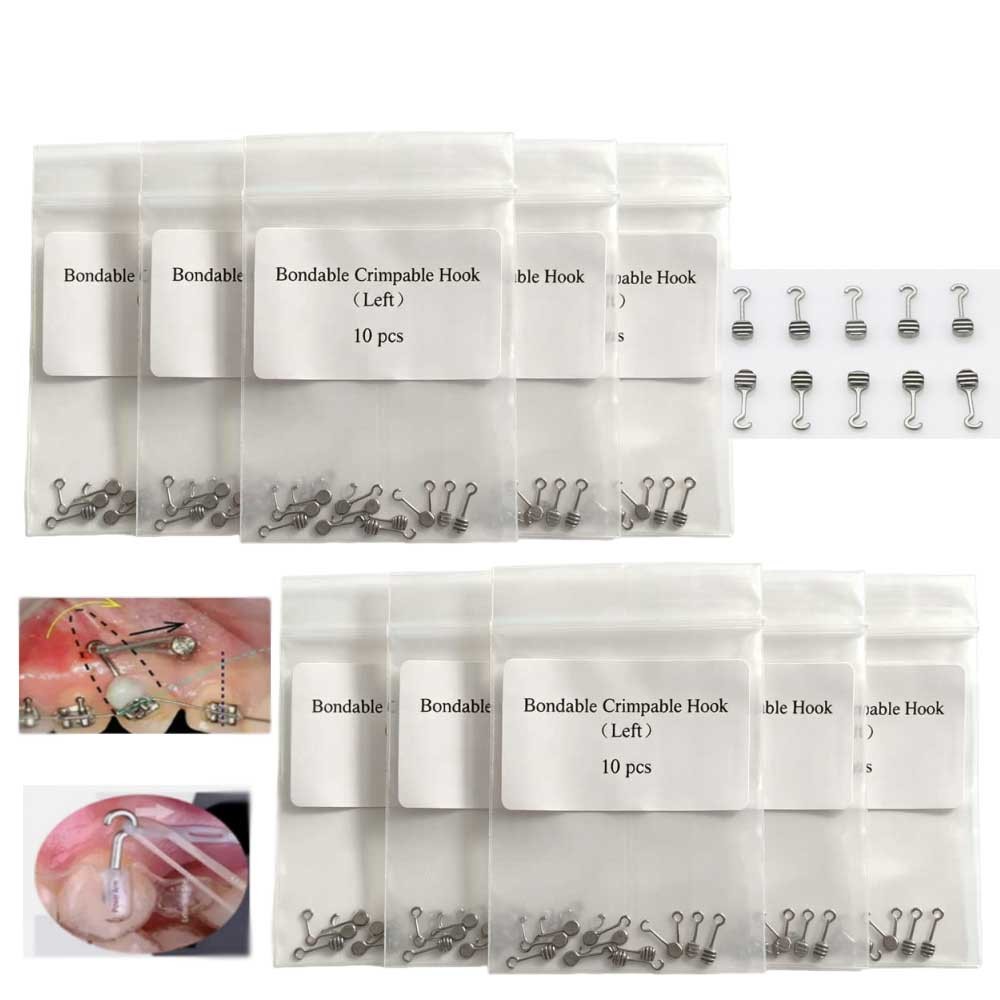 10 Pieces Bondable Sliding Crimpable Hook Long Curved 10Pcs/pack Left Right