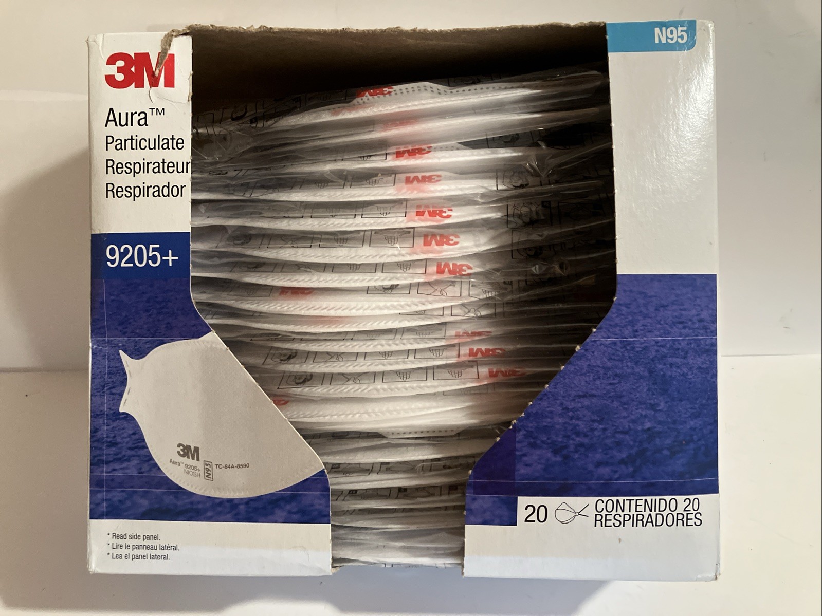 3M N95 Aura 9205+ 20 MASKS NIOSH Approved N95 Particulate Respirator Face Masks