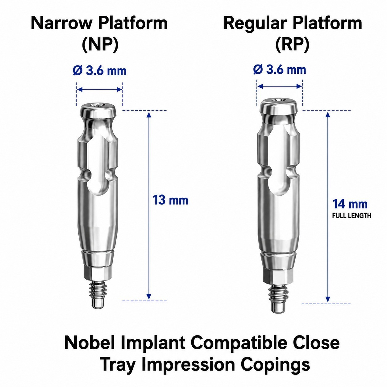 US Nobel Dental Impression Coping Open Closed Tray & Lab Analog Fit NP RP Alloy